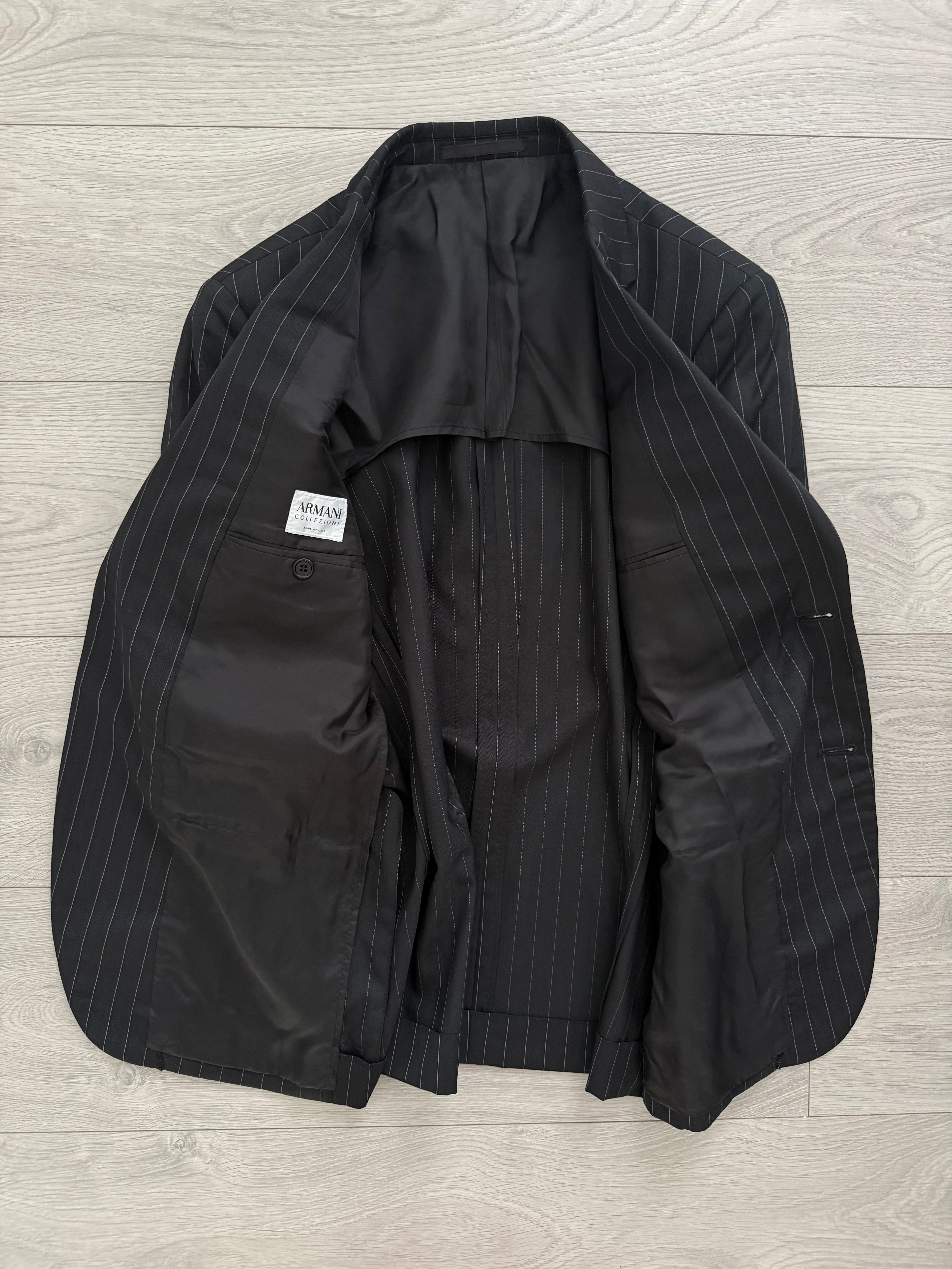 Armani 1990s 2B Striped Pleated Wool Suit - Size S Jacket / 32" Waist