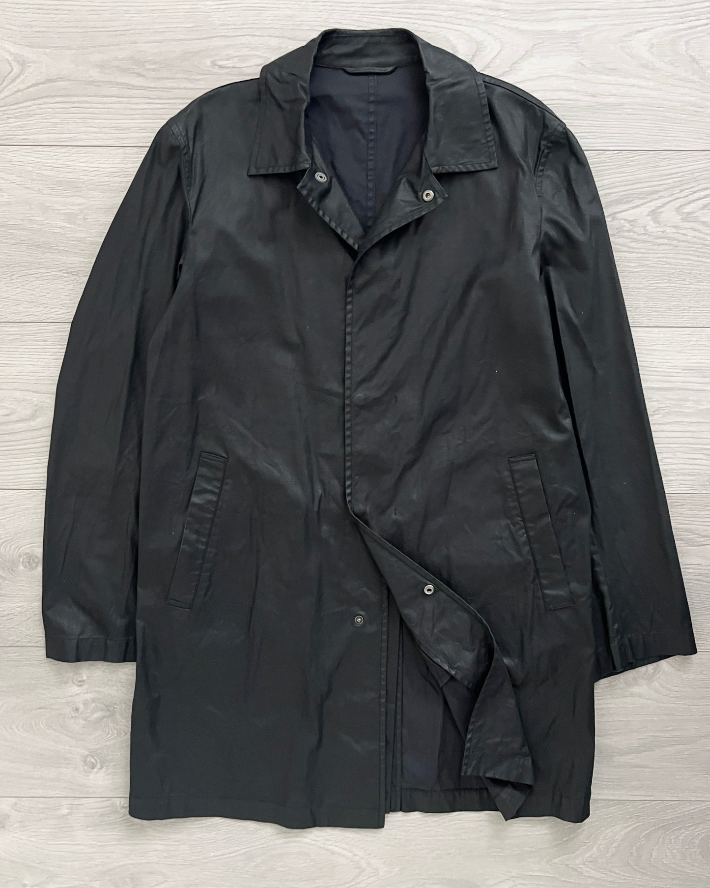 Jil Sander by Raf Simons 00s Waxed Snap Button Coat - Size S