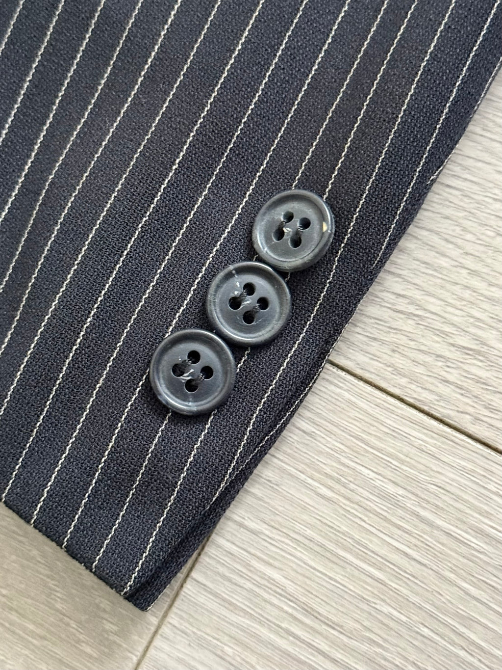 Valentino 1980s 6B Double Breasted Wool Pinestripe Power Suit - Size M Jacket / 32" Waist