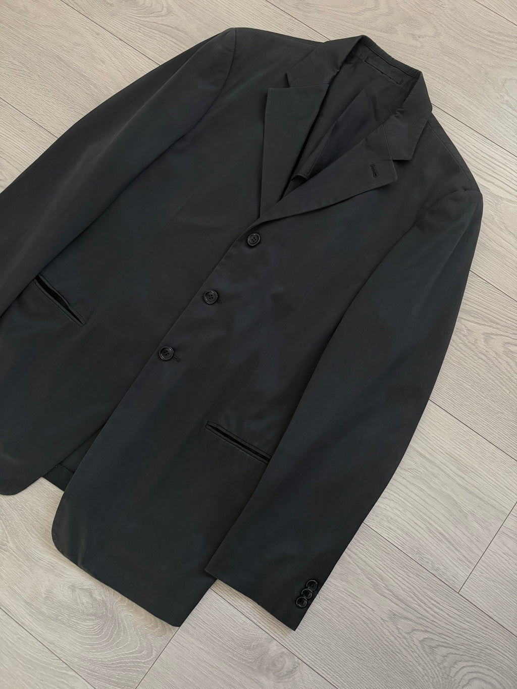 Armani 1990s Cotton 3B Black Suit - Size L Jacket / 34" Waist