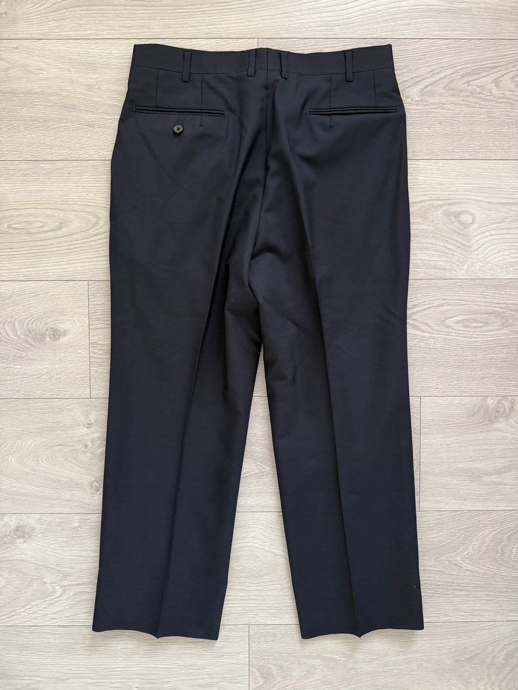 Burberry 1980s Peaked Lapel Double Breasted Pleated Wool Suit Navy - Size S Jacket / 32" Waist