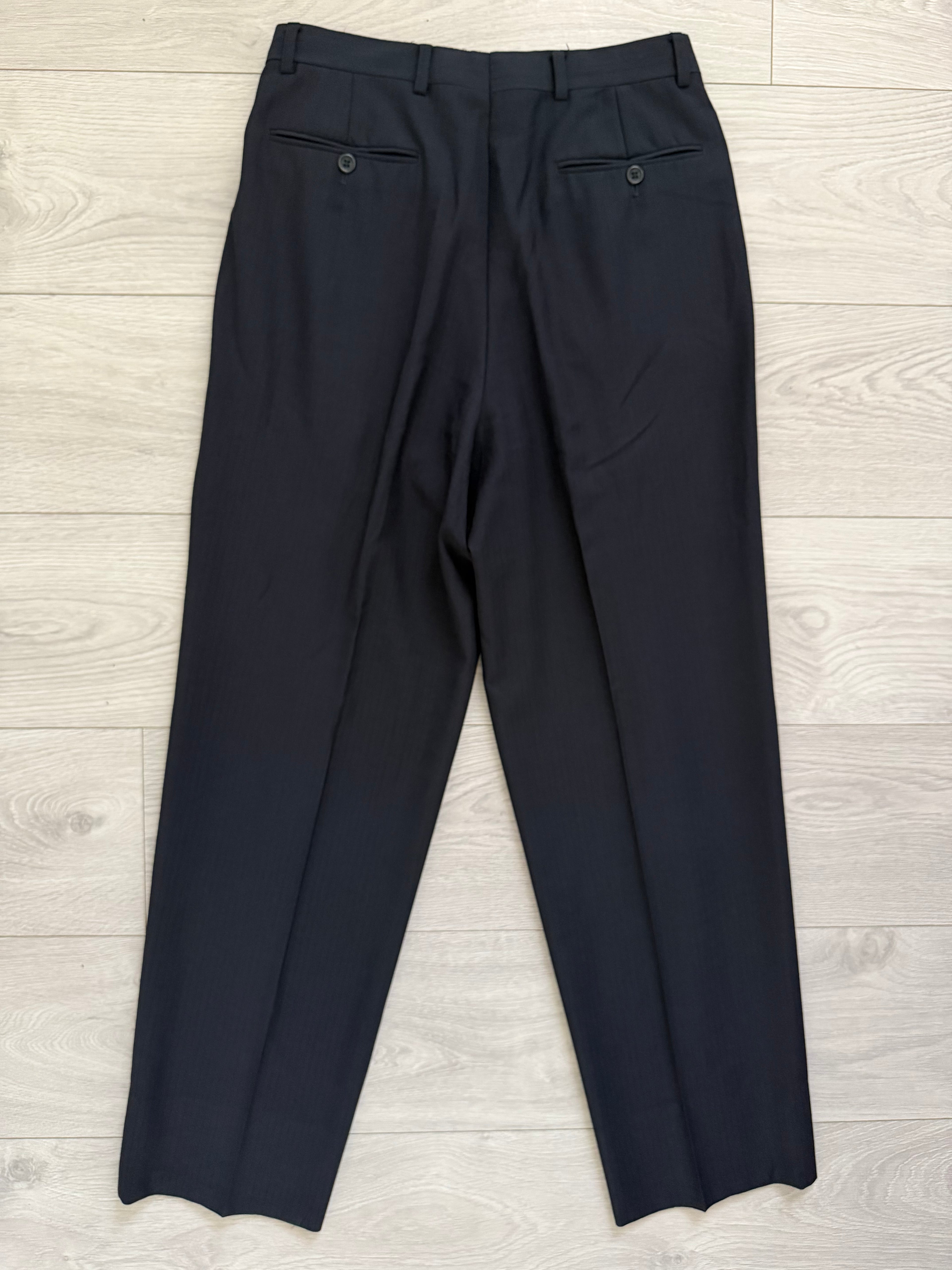 Giorgio Armani 1980s 3B Double Pleat Lightweight Navy Wool Suit - Size M Jacket / 30" Waist