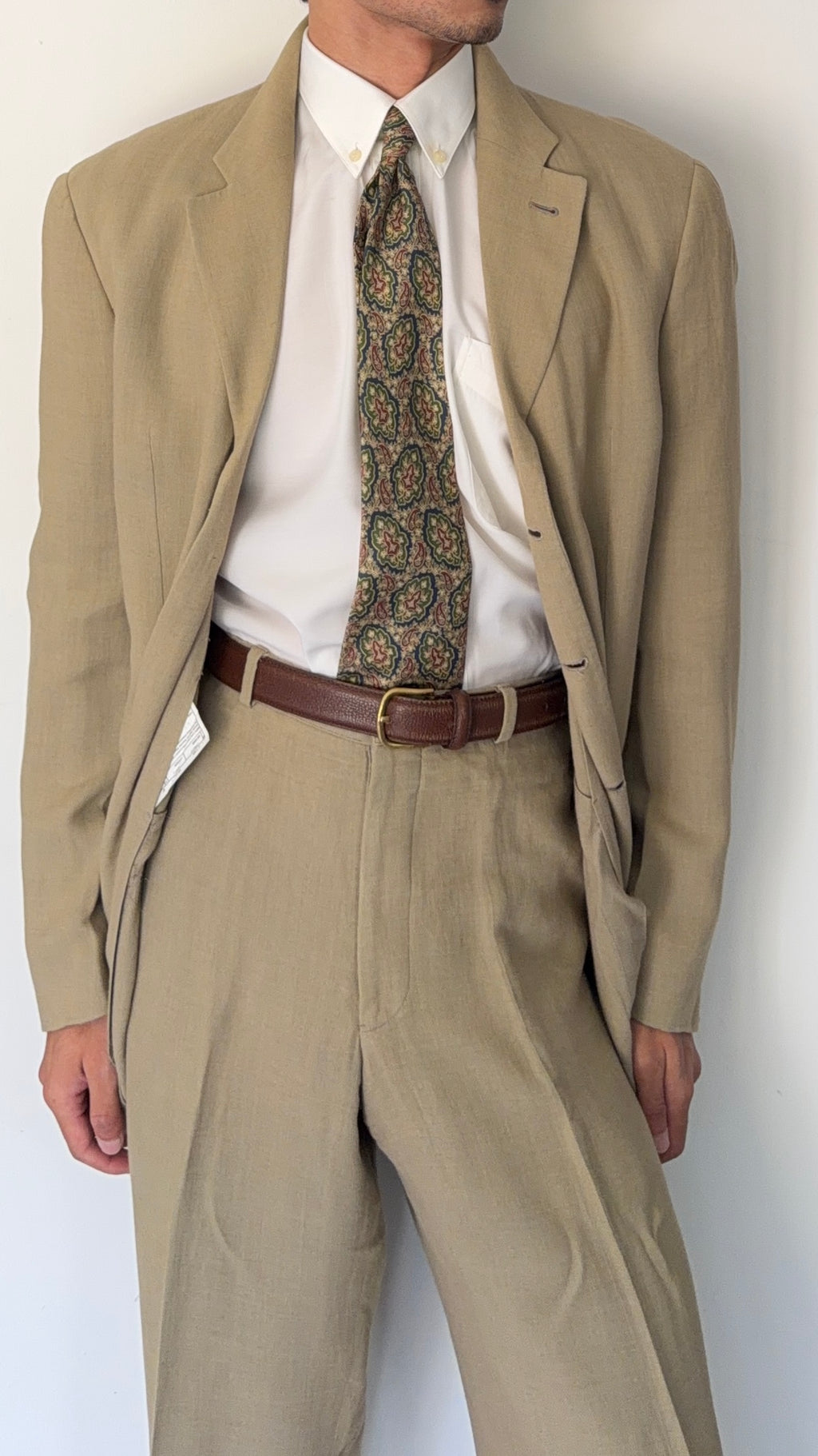 Armani 1990s 3B Linen Blend Unstructured Suit Beige - Size M Jacket / 32" Waist