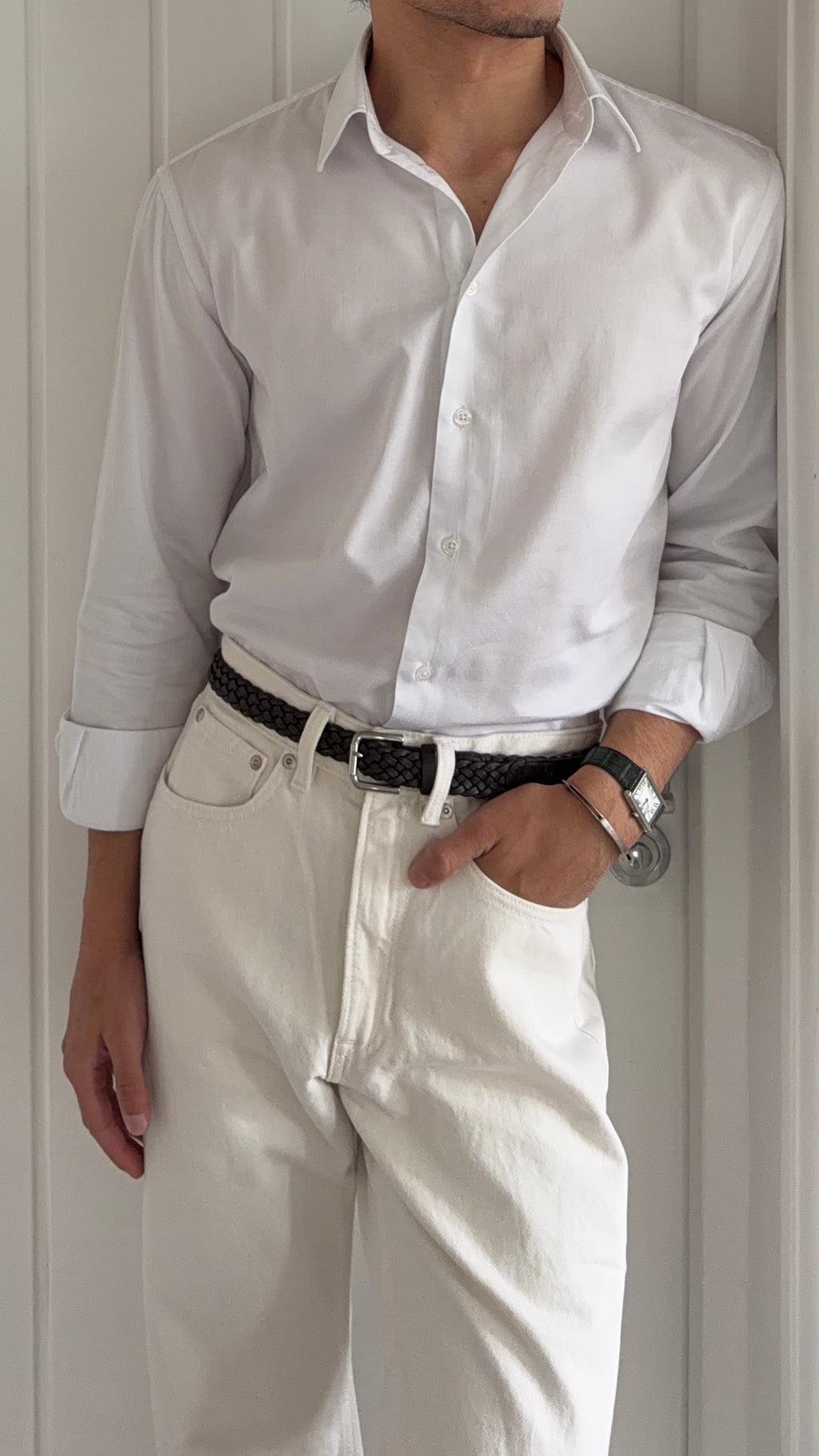 Emporio Armani White Cotton Shirt - Size Medium