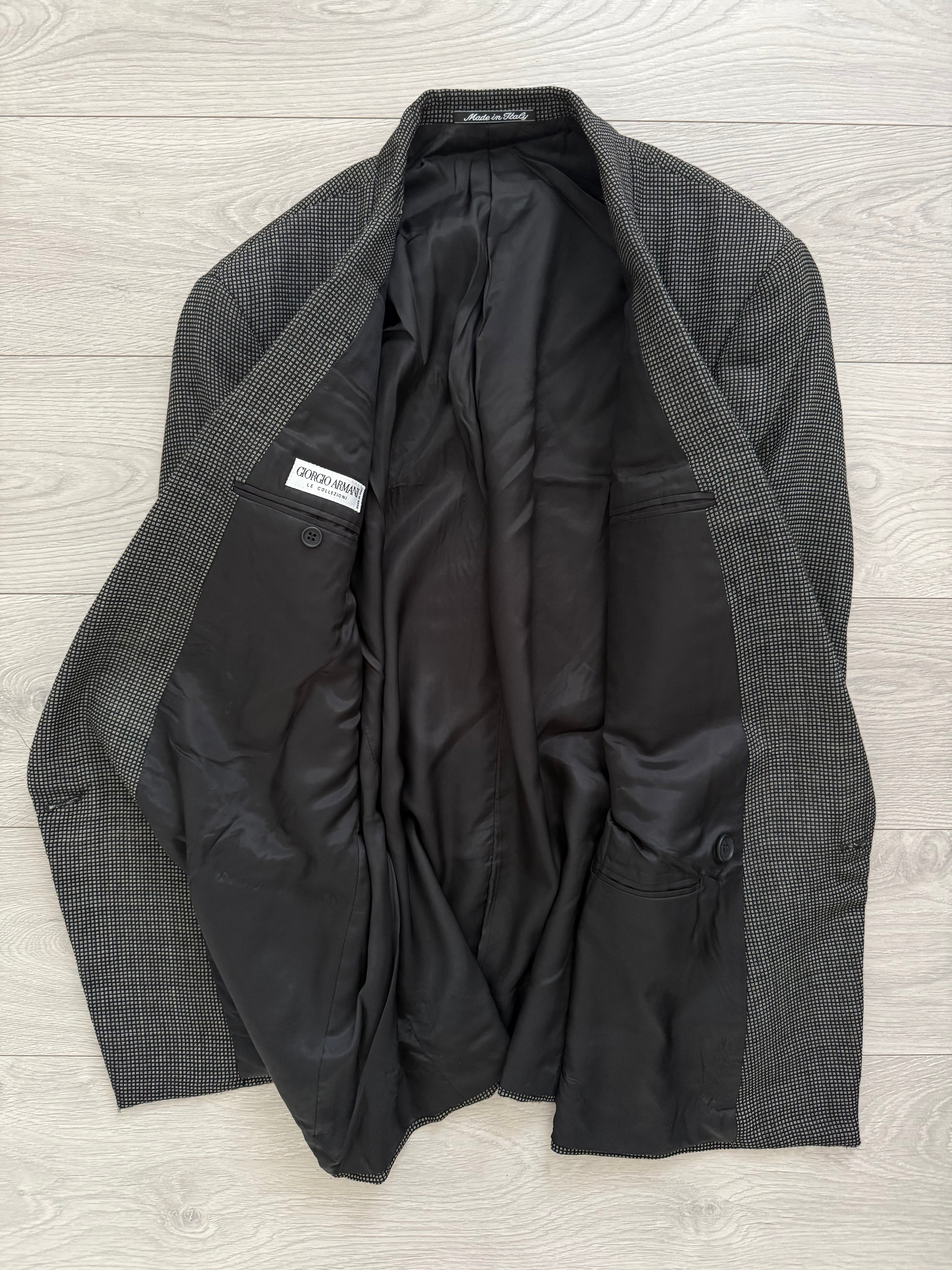 Giorgio Armani 1980s Peaked Lapel Double Breasted Textured Wool Sports Jacket Blazer - Size XXL