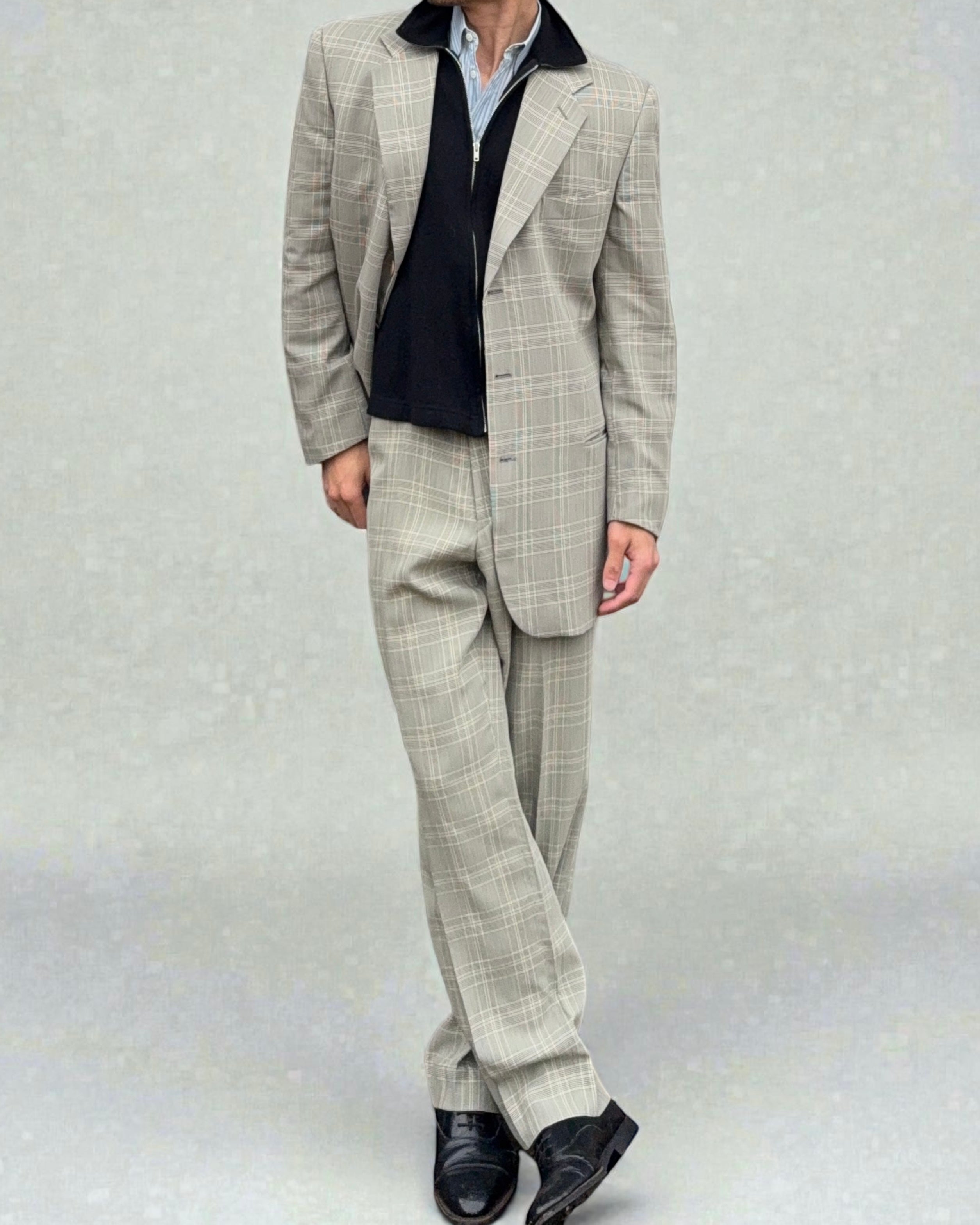 Emporio Armani 1990s Prince Of Wales Check 3B Suit - Size XL Jacket / 36" Waist