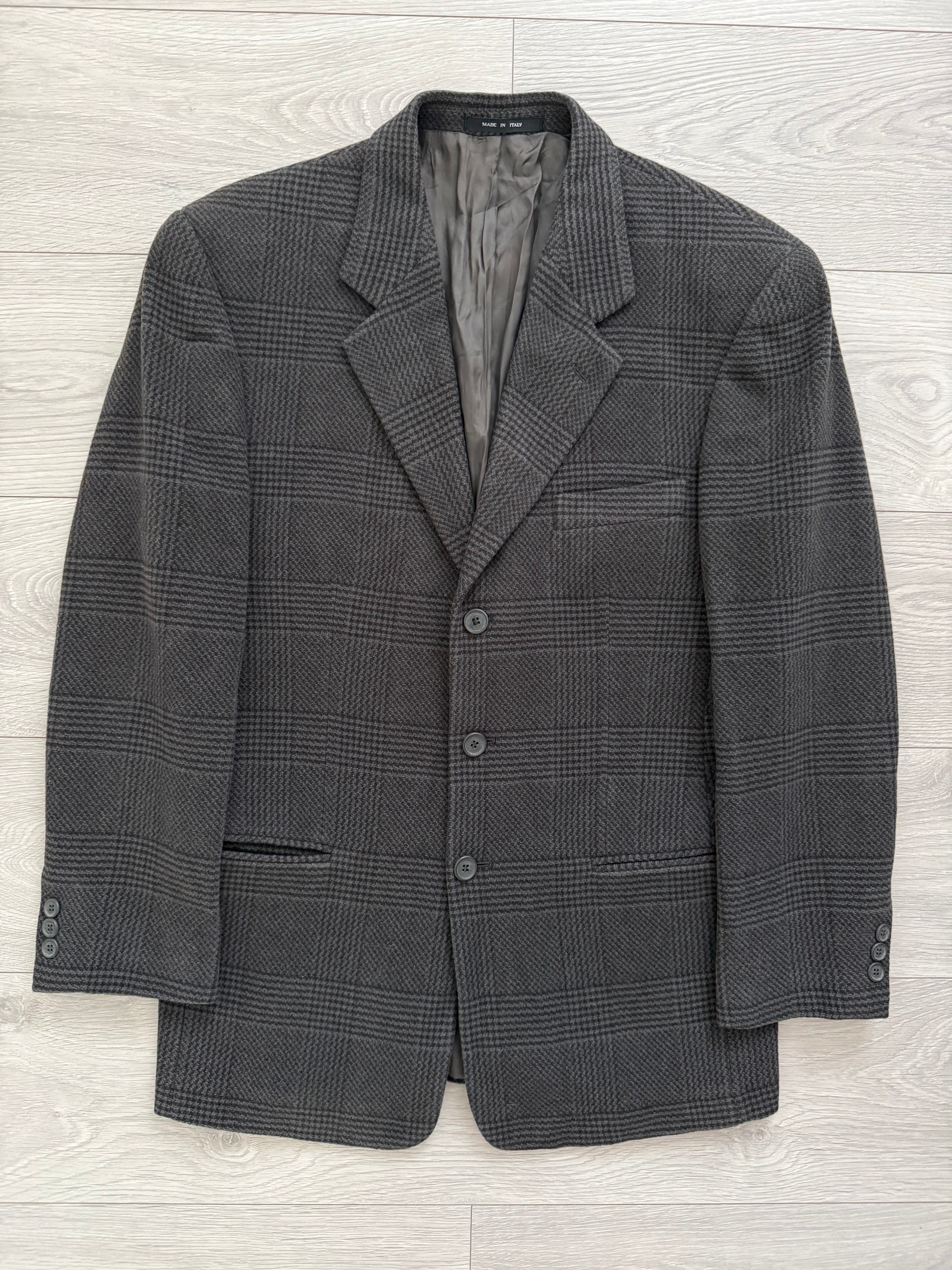 Emporio Armani 1990s 3B Houndstooth Wool Grey Sports Jacket Blazer