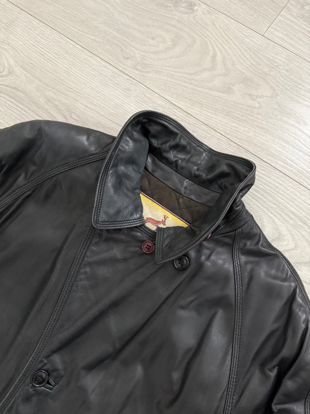 Sicons Armani 1980s Leather Hunting Jacket Coat - Size M