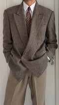 Valentino 1980s Peaked Lapel Double Breasted Textured Wool Sport Jacket Blazer - Size M