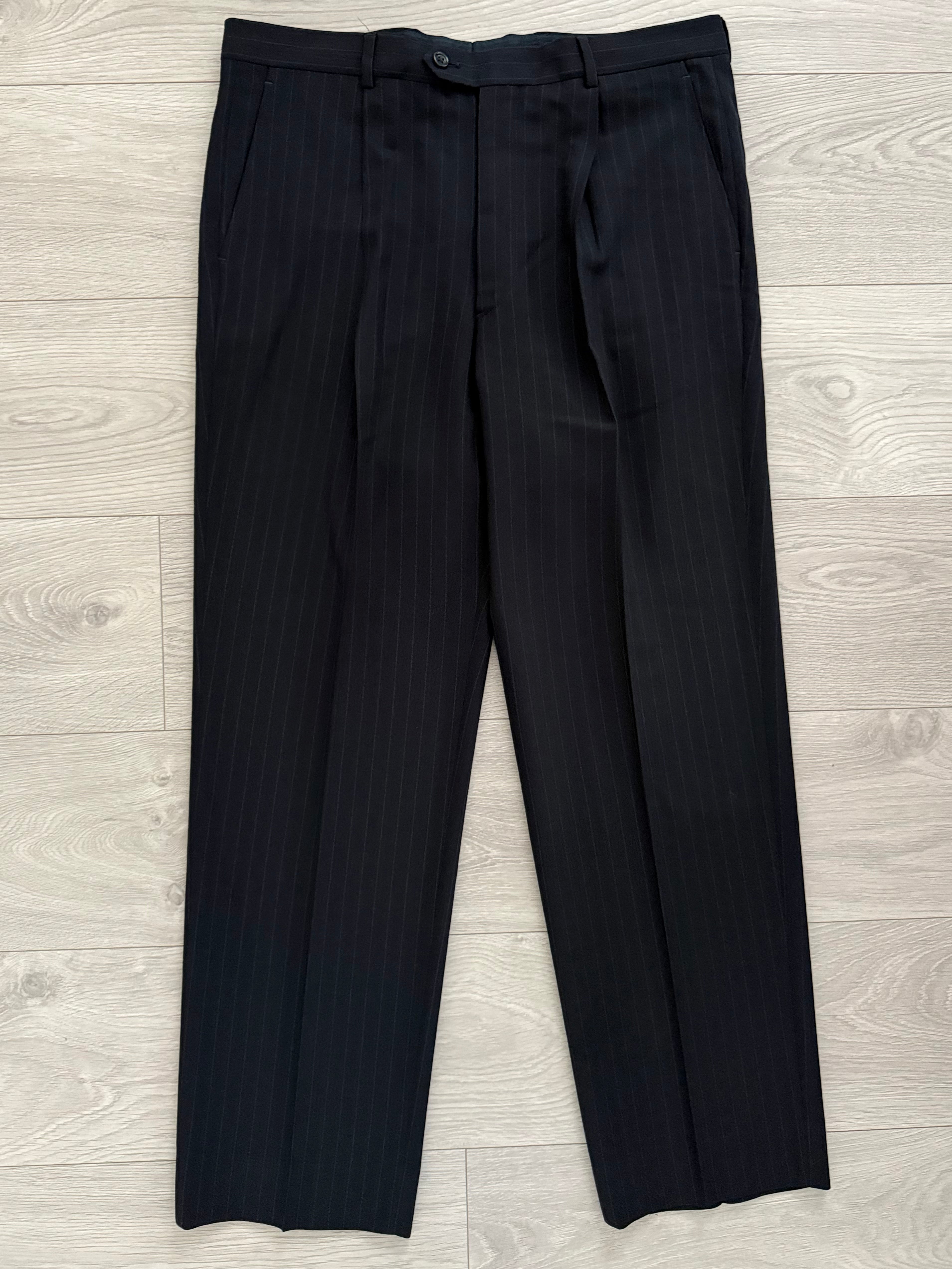 Armani 1990s Striped Wool Pleated Suit - Size XL Jacket / 36" Waist