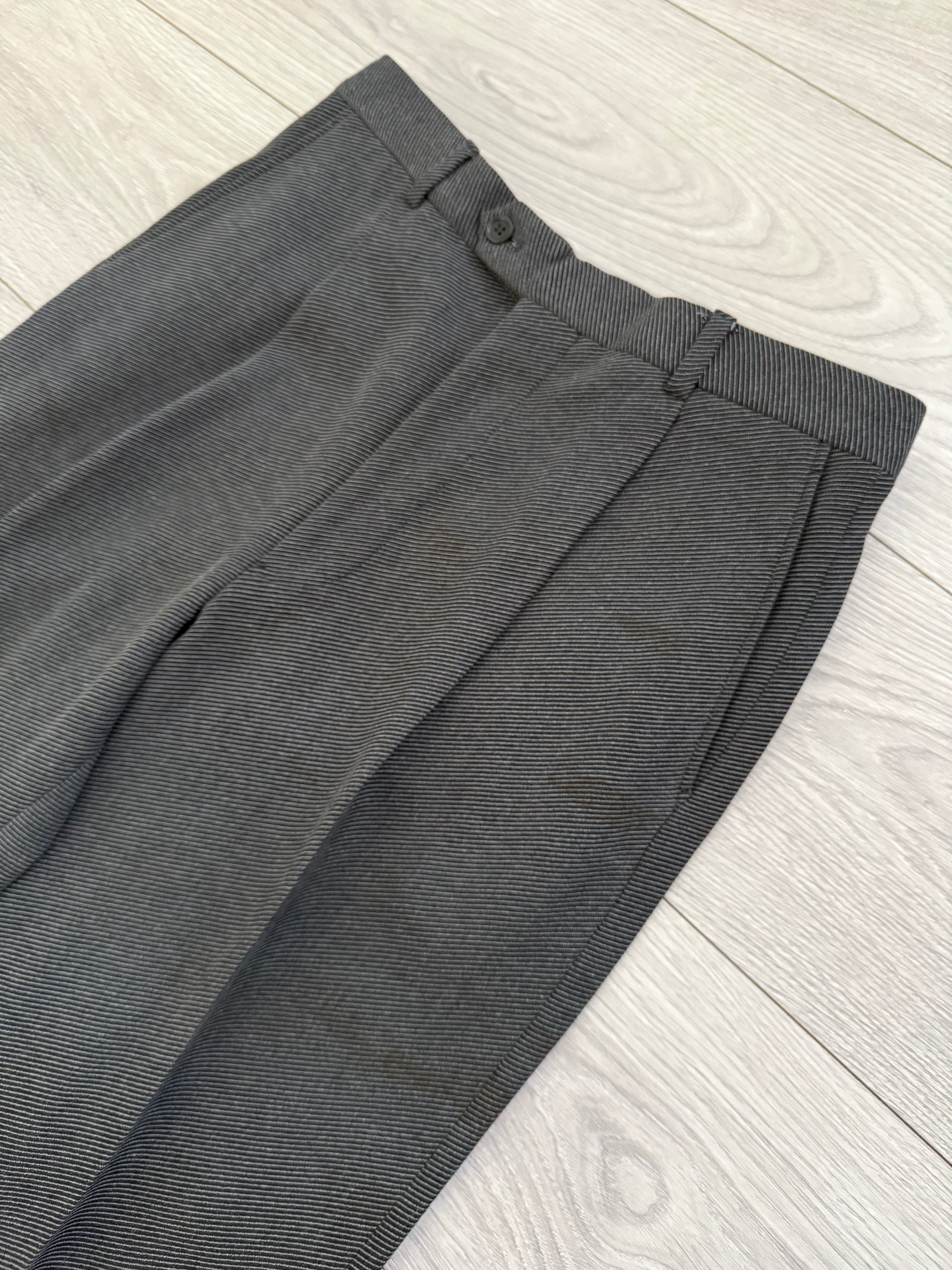 Armani 1990s 3B Twill Wool Cotton Pleated Grey Suit - Size S Jacket / 30" Waist