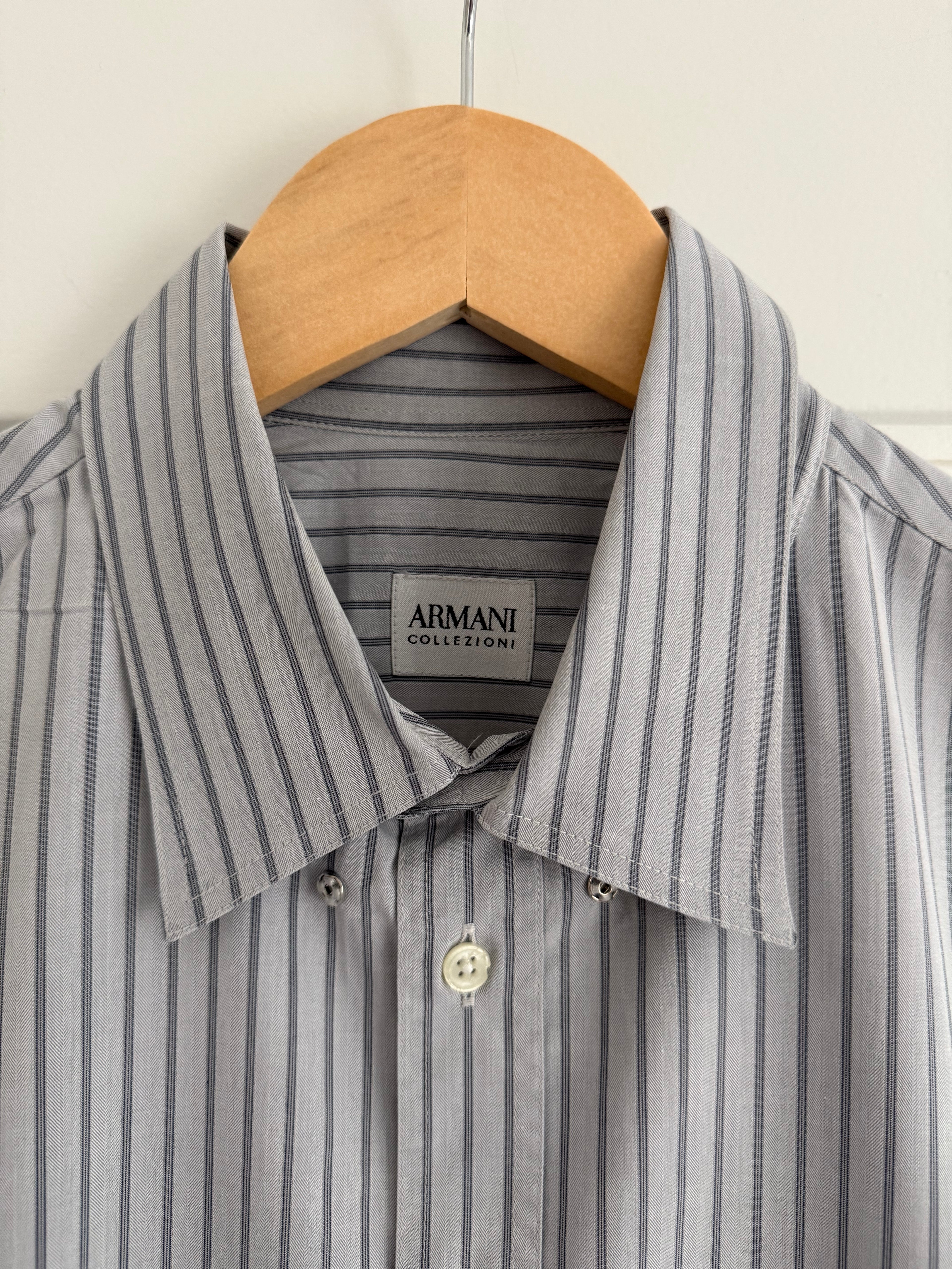 Armani 1990s Striped Cotton Shirt - Size L