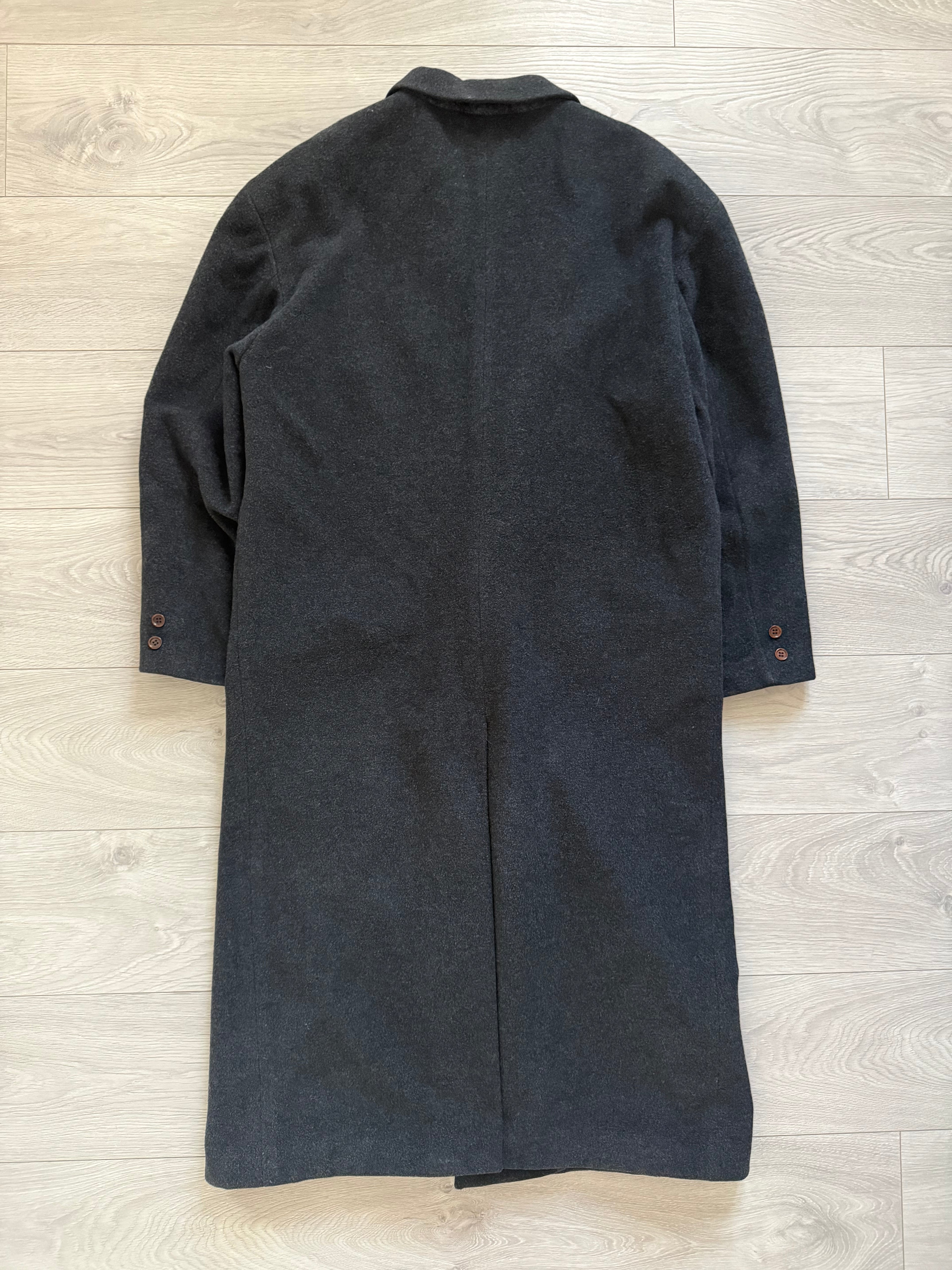 Hugo Boss 1980s 'Facel Vega' Double-Breasted Peaked Lapel Long Wool Coat - Size L