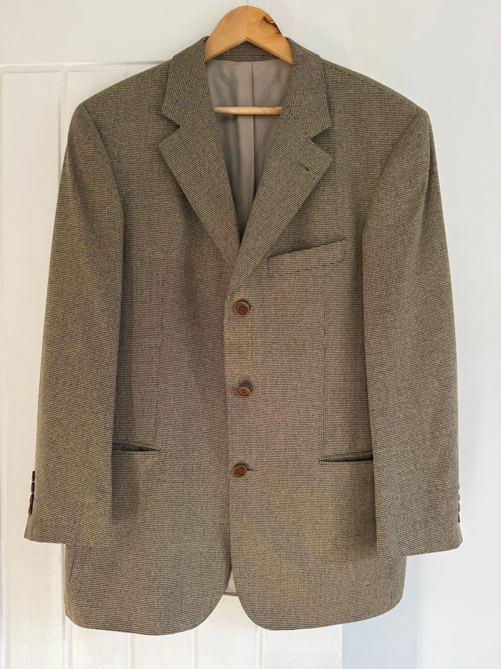 Hugo Boss 1990s Silk Wool 3B Textured Sport Jacket Blazer - Size L