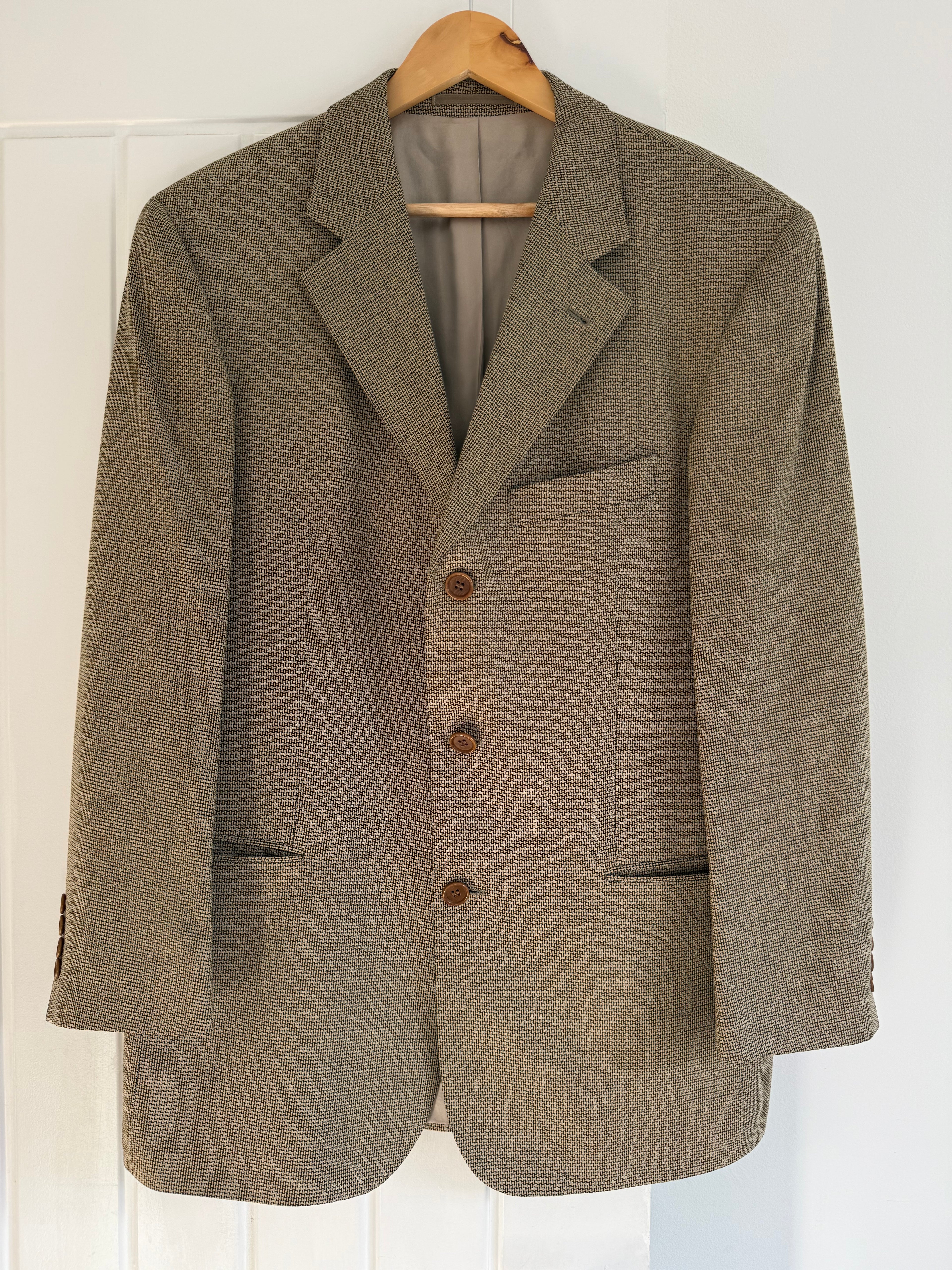 Hugo Boss 1990s Silk Wool 3B Textured Sport Jacket Blazer - Size L