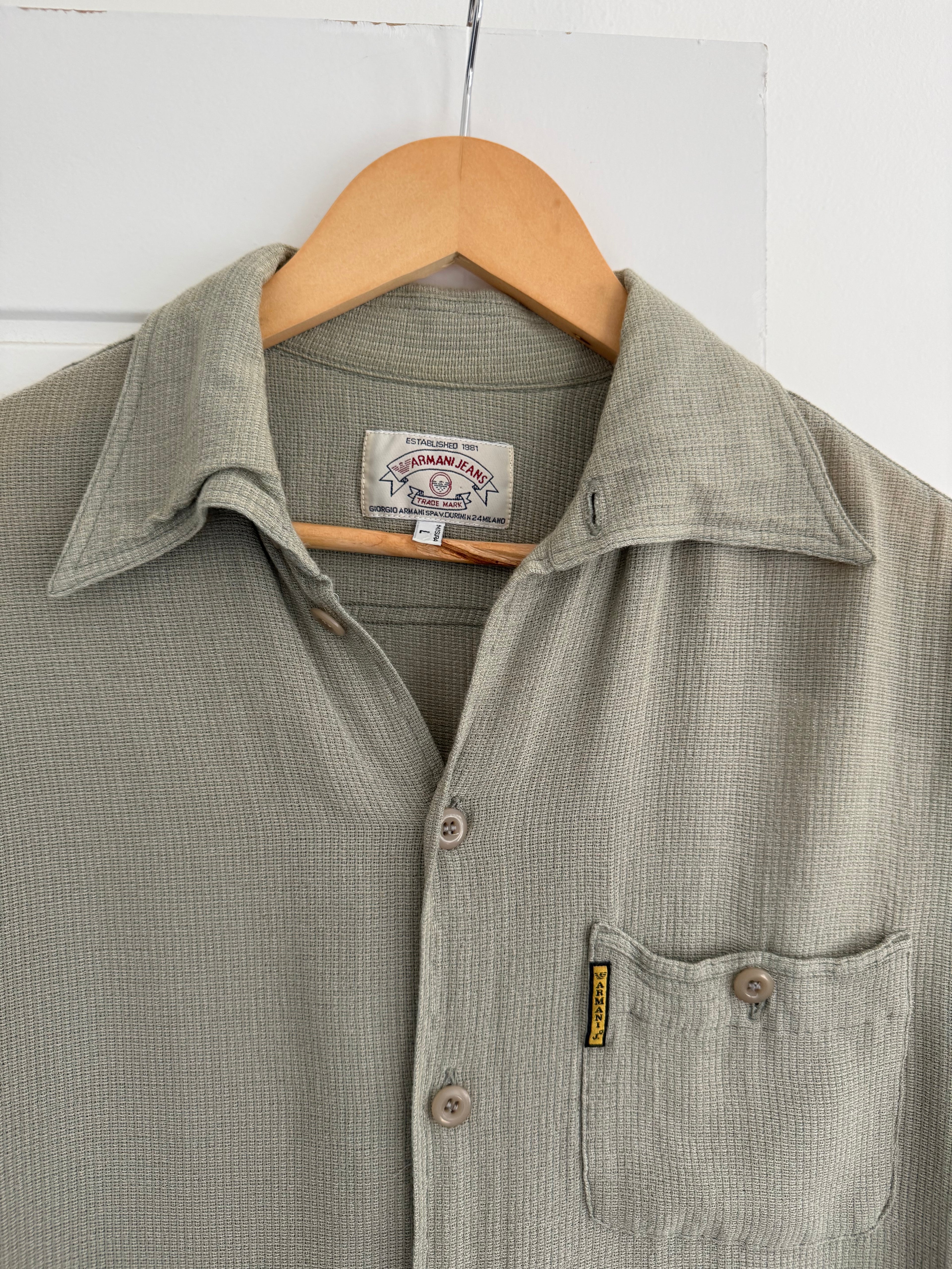 Armani 1990s Viscose Cotton Draped Shirt - Size L