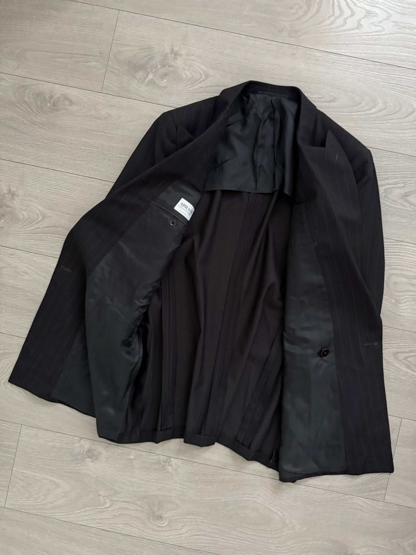 Armani 1990s Double Breasted Pleated Wool Suit - Size L Jacket / 34" Waist