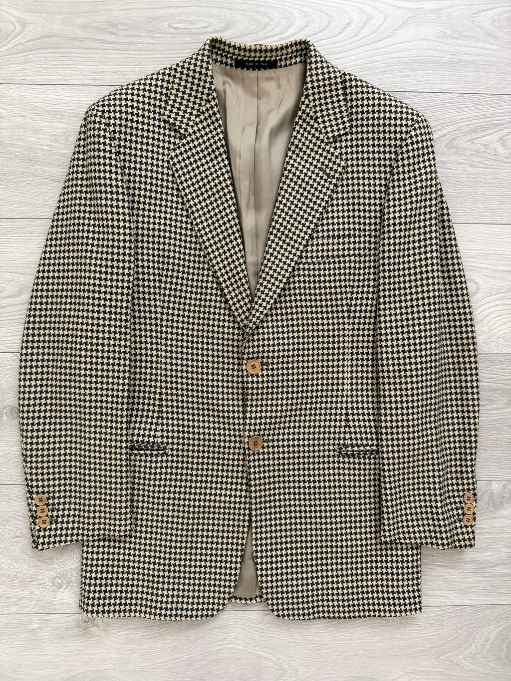 Emporio Armani 1990s 2B Houndstooth Wool Sports Blazer Jacket - Size S