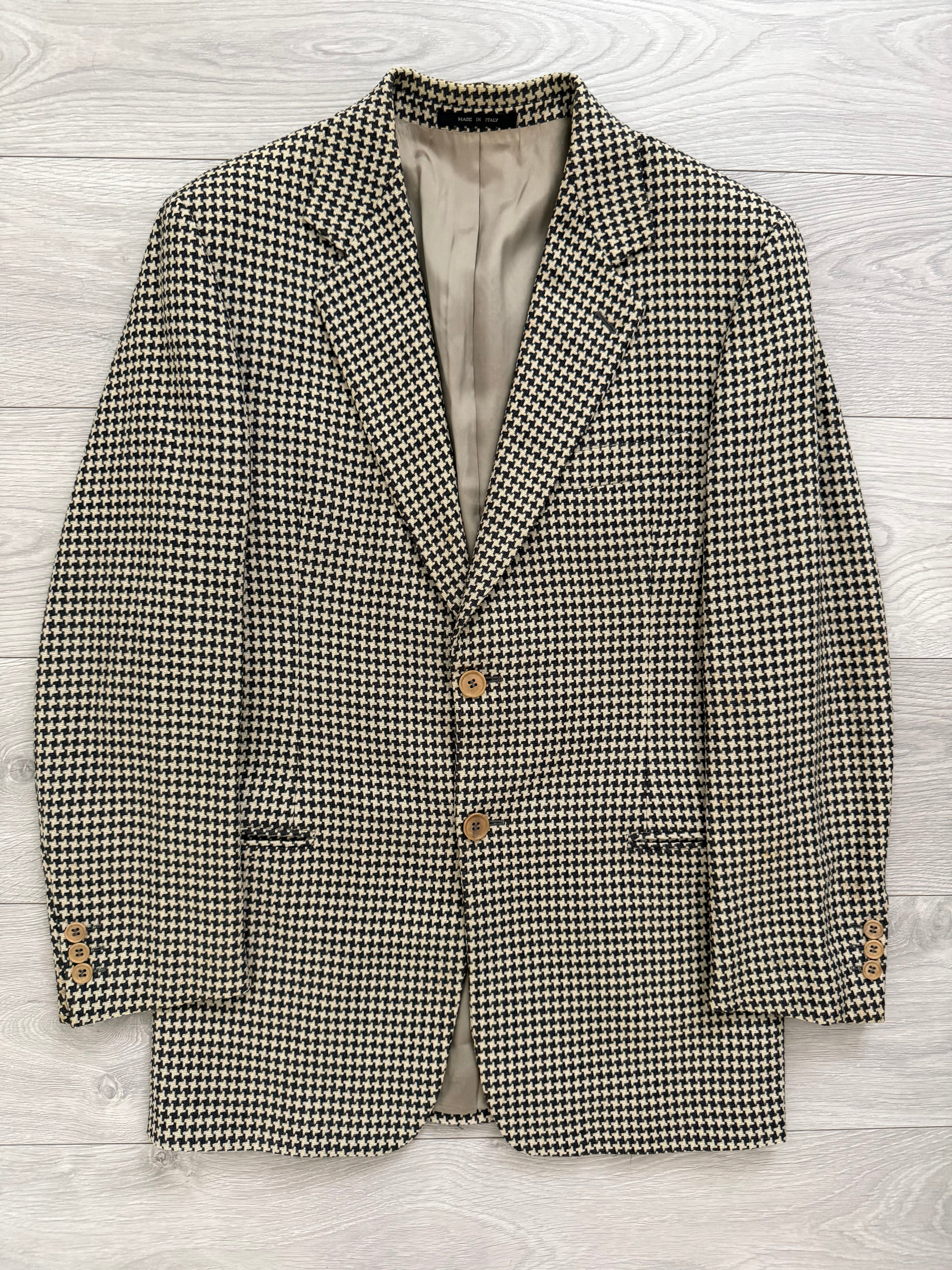 Emporio Armani 1990s 2B Houndstooth Wool Sports Blazer Jacket - Size S