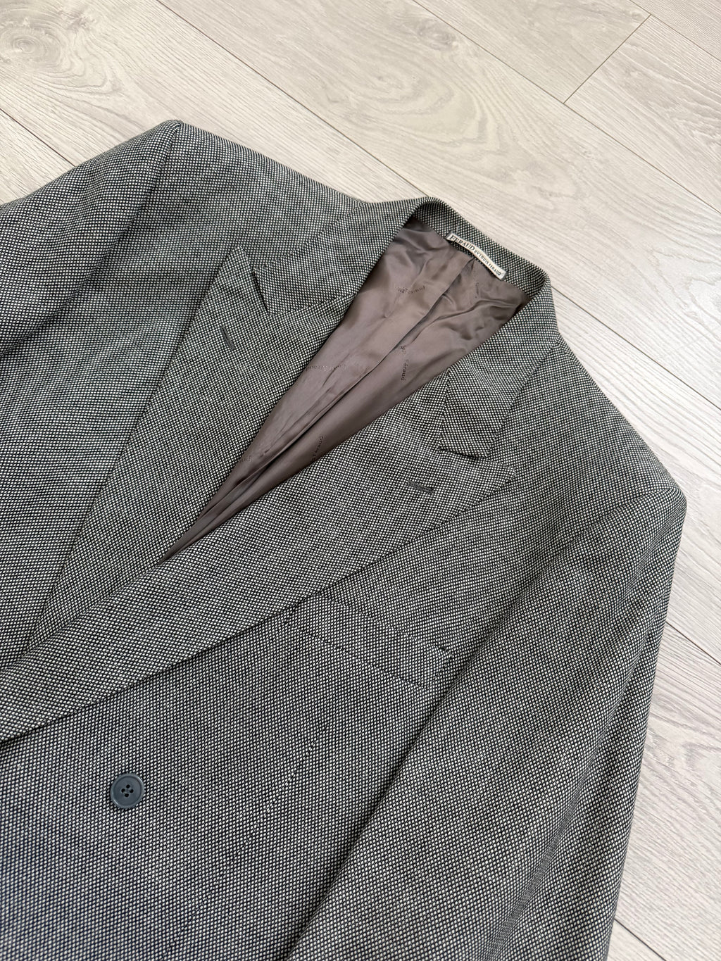 Louis Feraud Armani 1990s Peaked Lapel Pleated Double Breasted Wool Suit - Size XL Jacket / 36" Waist