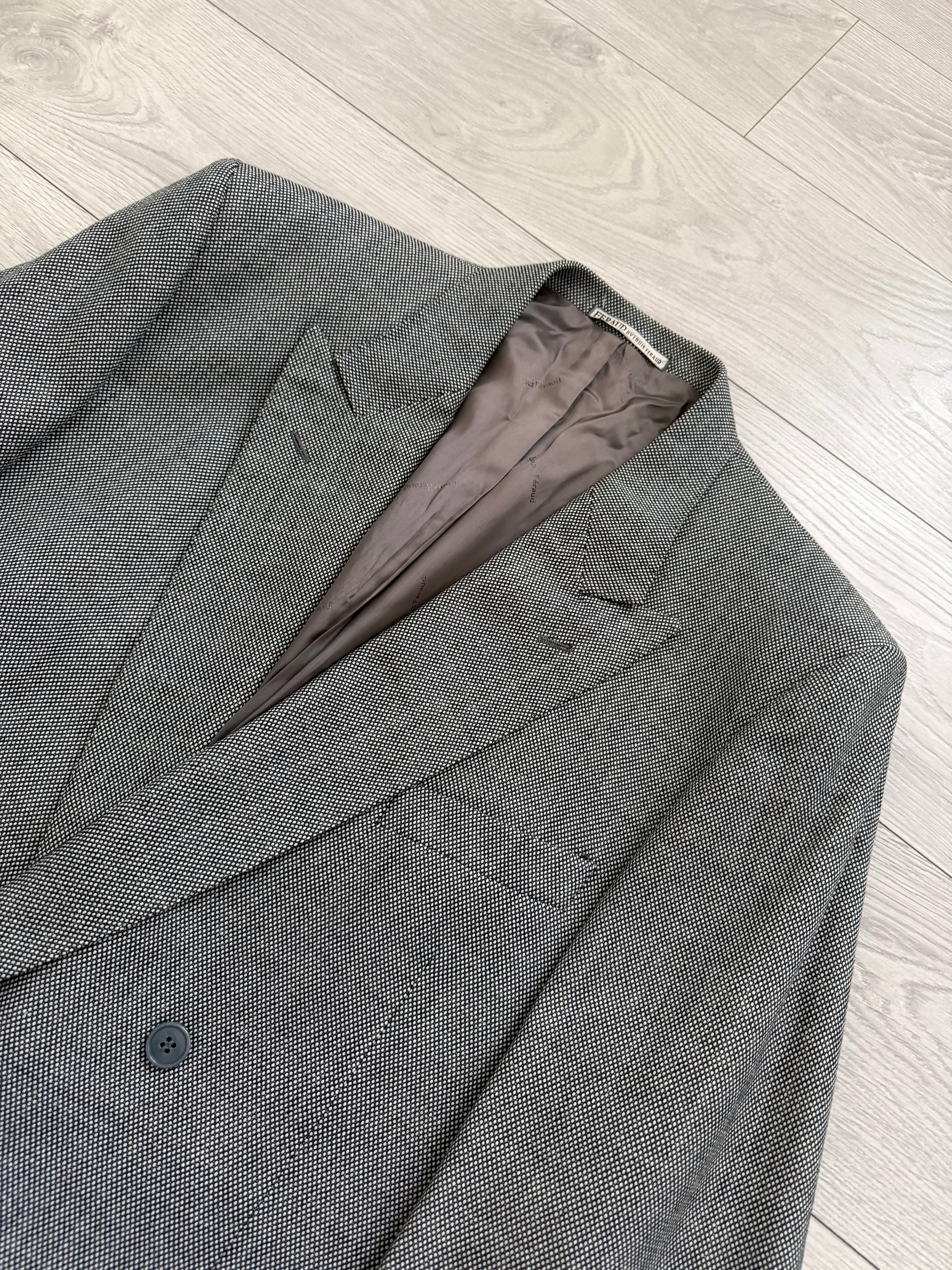 Louis Feraud Armani 1990s Peaked Lapel Pleated Double Breasted Wool Suit - Size XL Jacket / 36" Waist