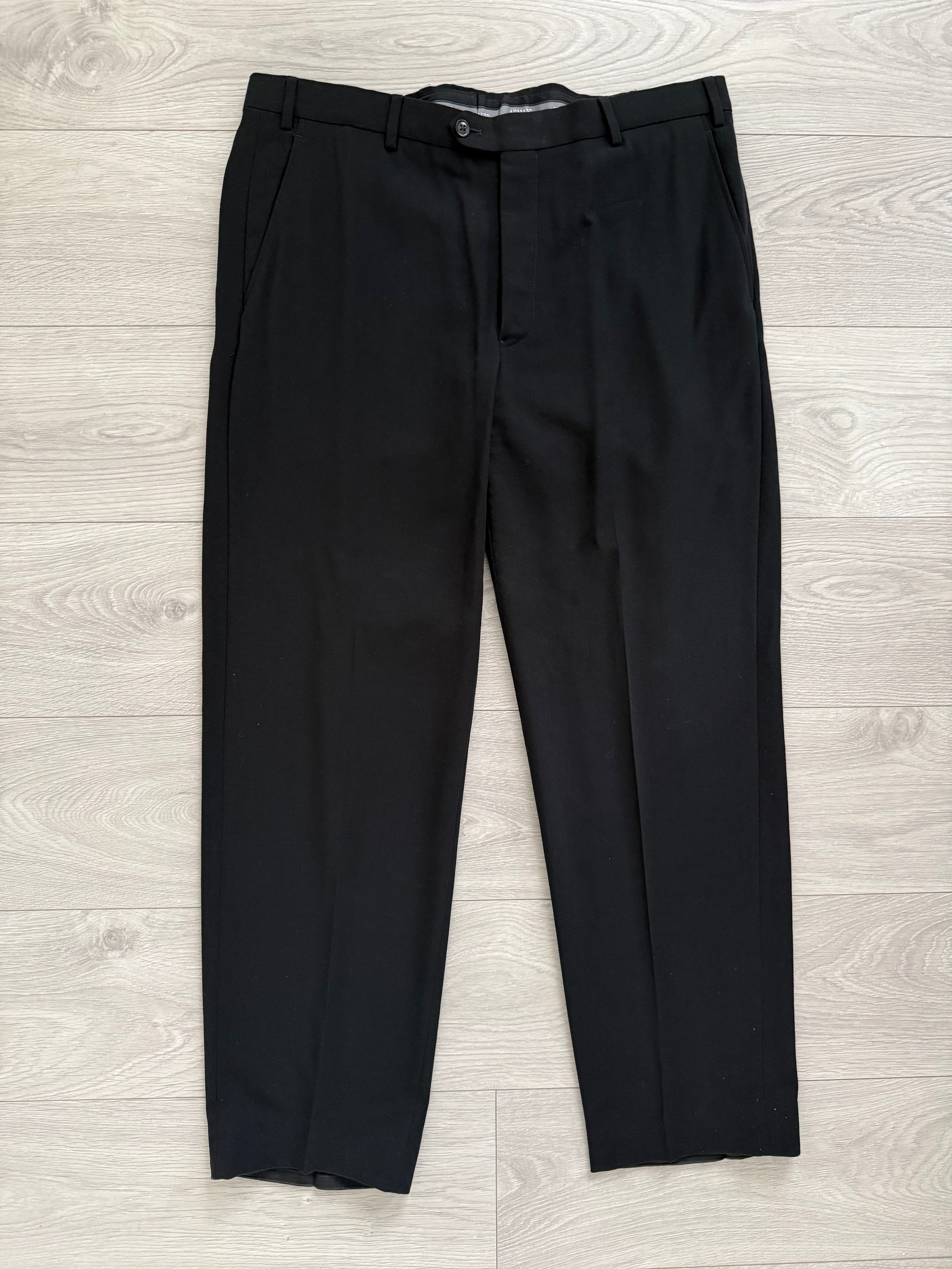Armani 1990s 2B Draped Wool Black Suit - Size XL Jacket / 37" Waist