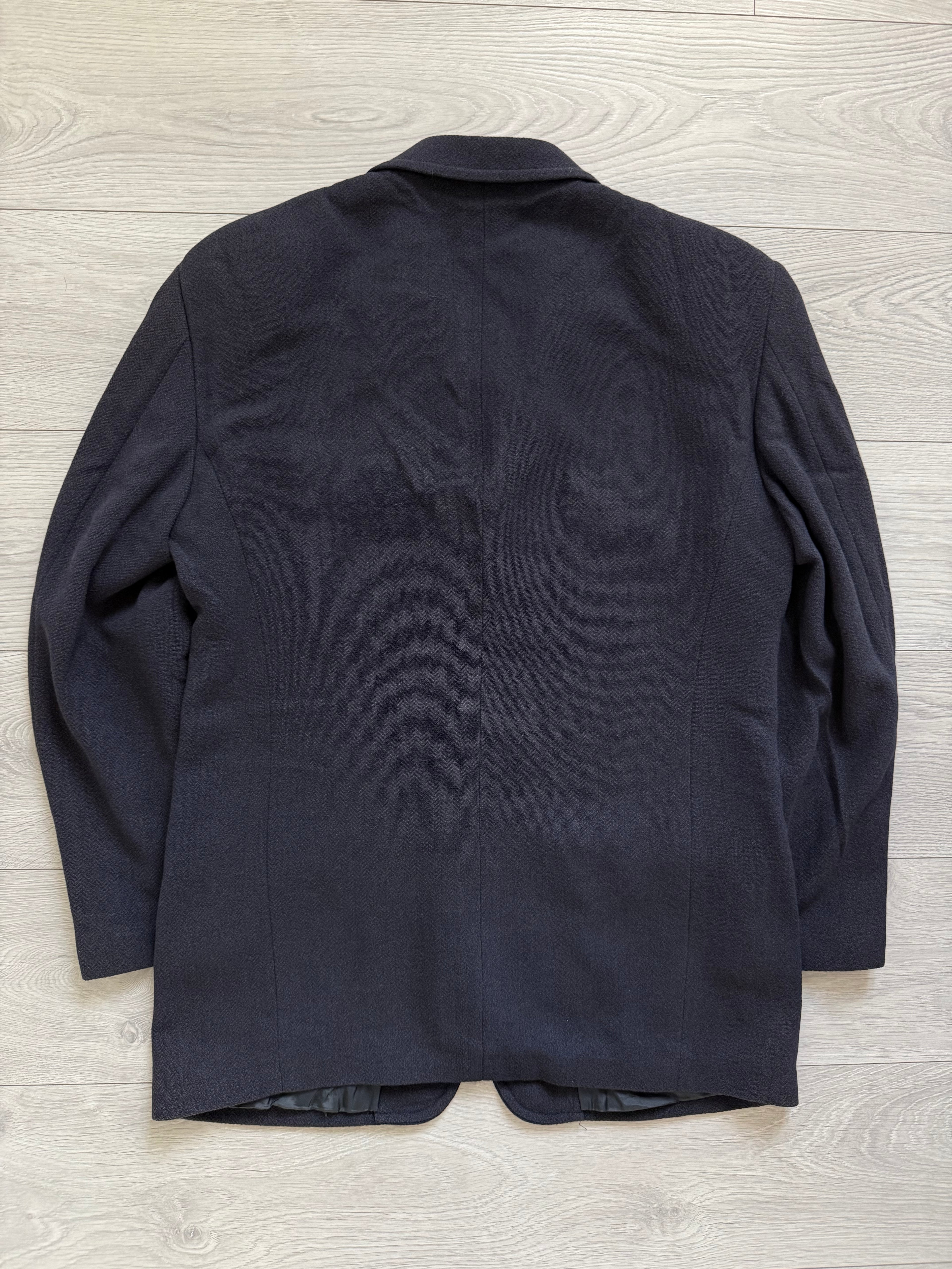 Giorgio Armani 1980s 3B Herringbone Wool Navy Sport Jacket Blazer - Size L