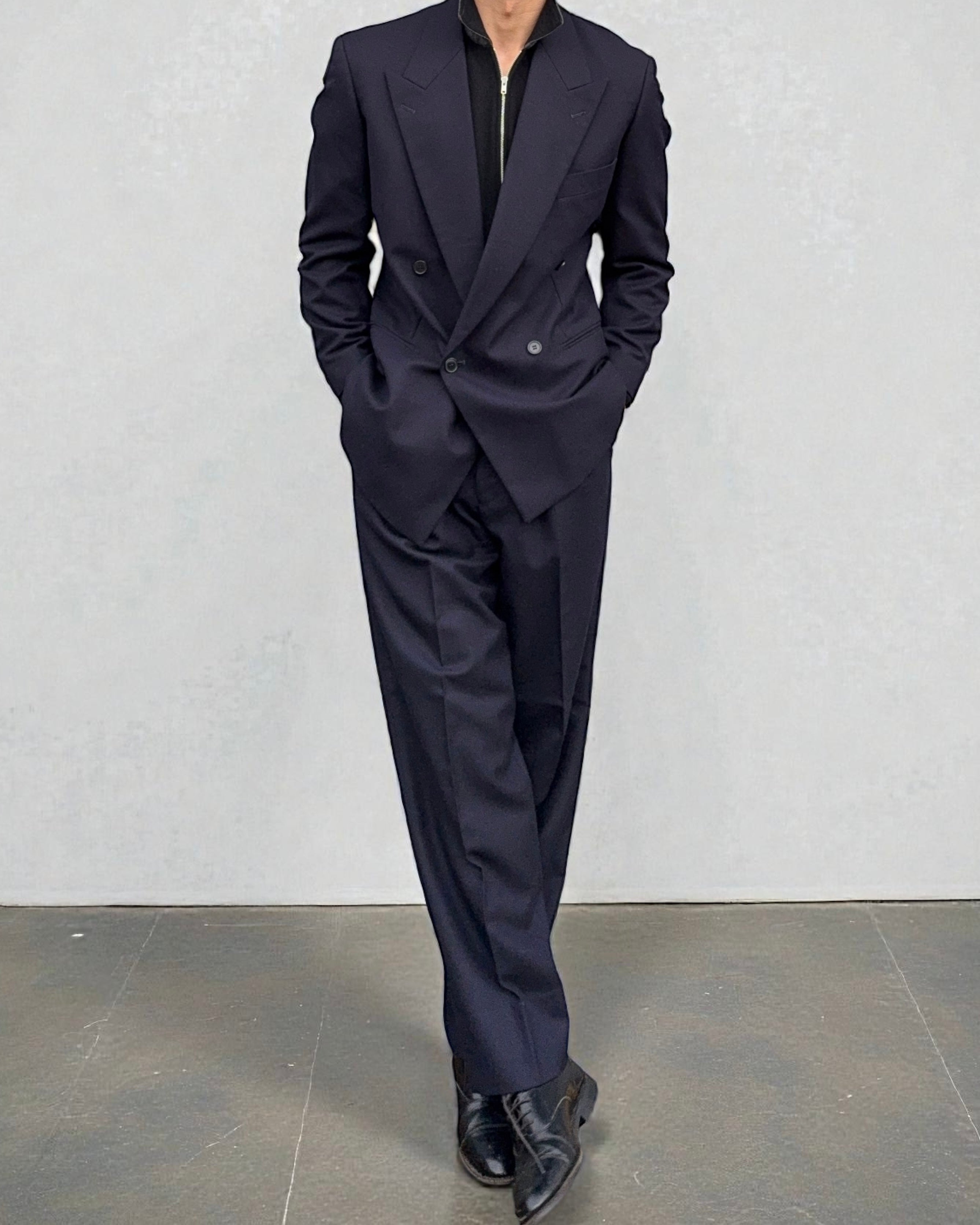 Emporio Armani 1980s Double Breasted Pleated Wool Suit - Size S Jacket / 30" Waist