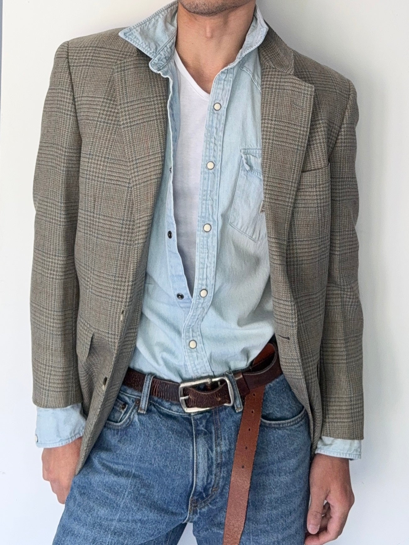 Chaps Ralph Lauren 1990s Checkered Wool Sports Jacket - Size L