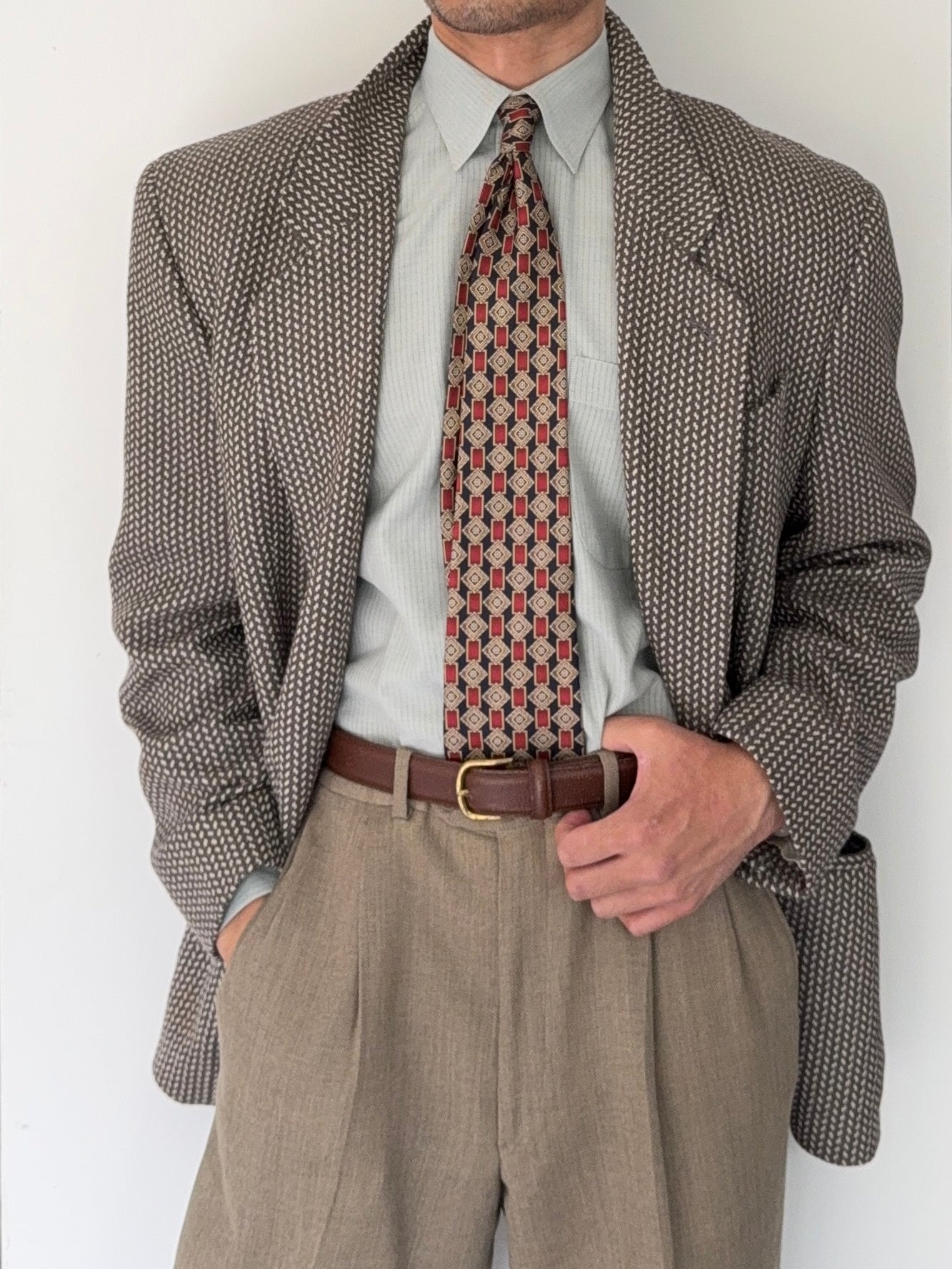 Basile 1980s 2B Textured Wool Sports Jacket Blazer - Size L