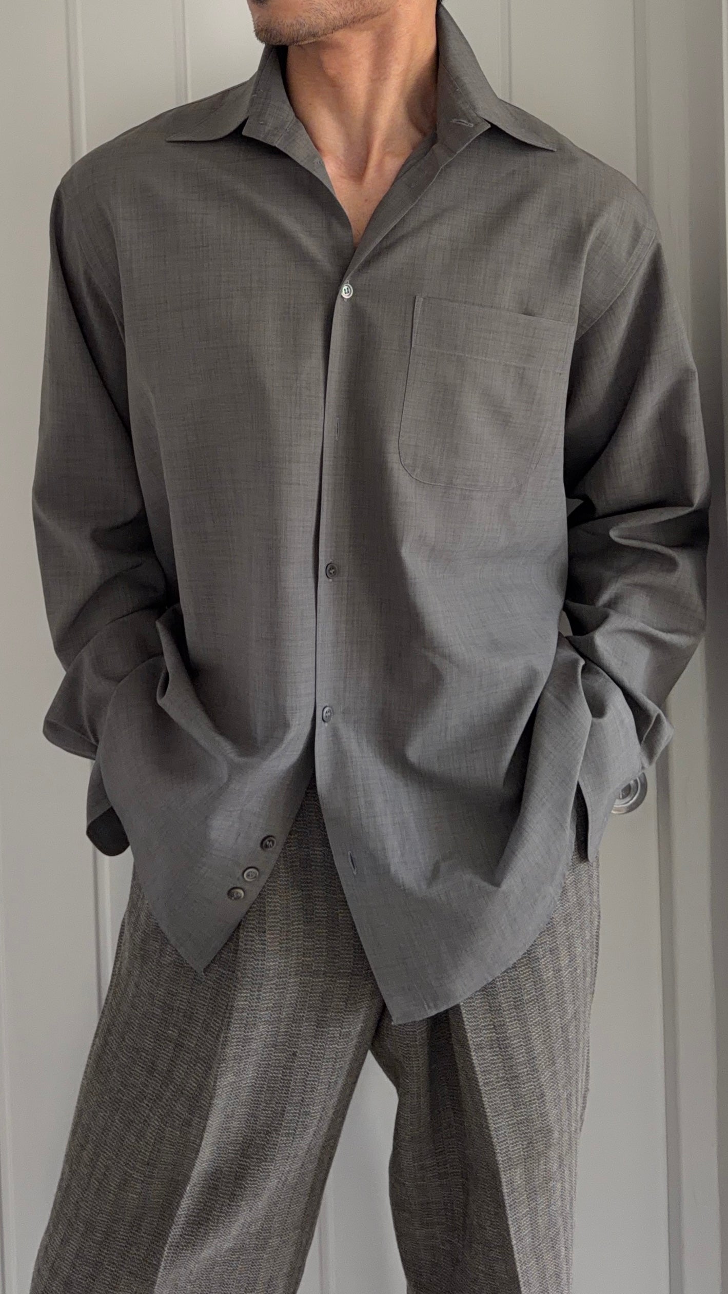 Armani 1990s Spread Collar Relaxed Shirt - Size M