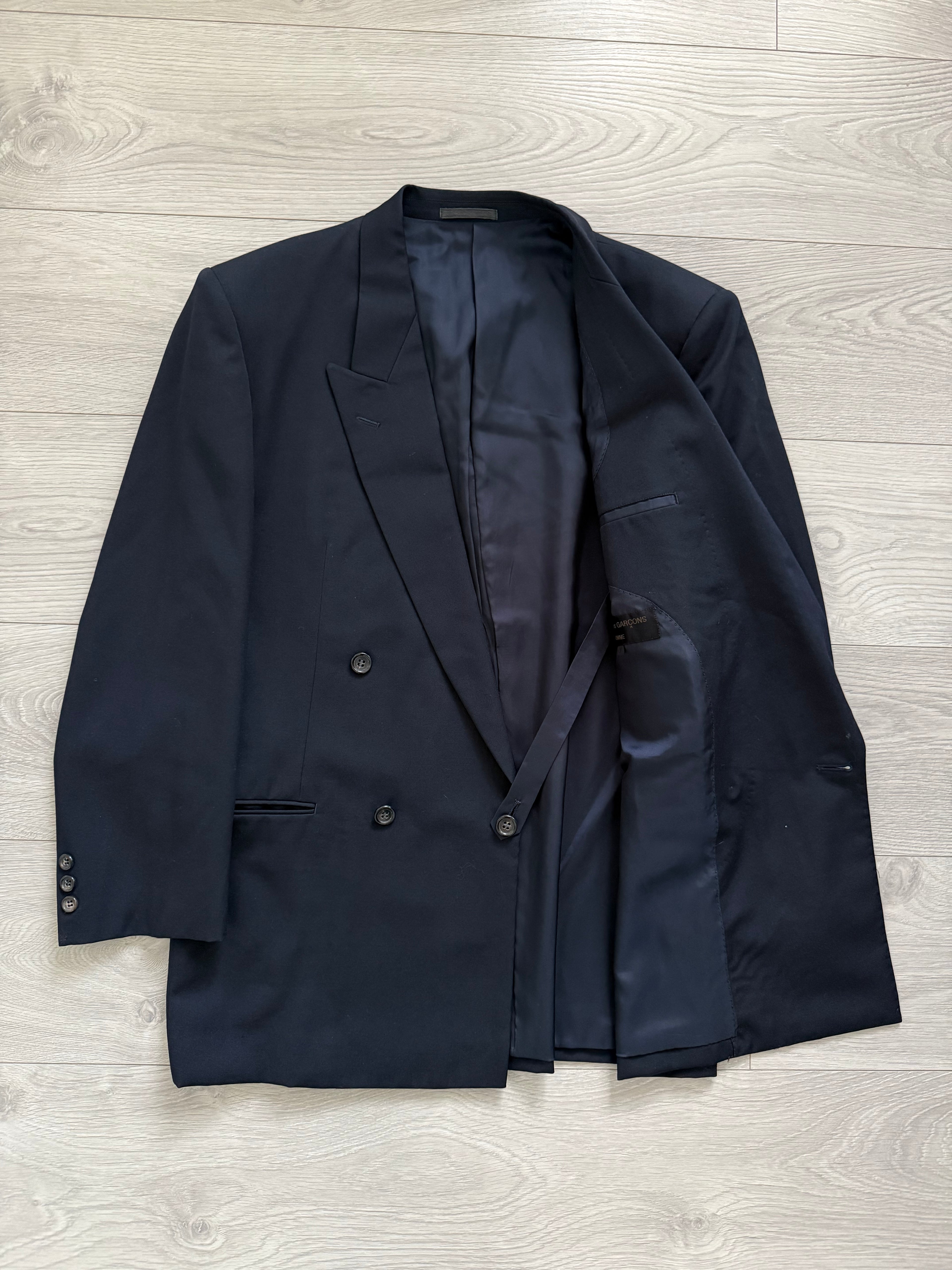 Comme Des Garcons Homme 1992 Double Breasted Pleated Wool Navy Suit - Size M Jacket / 30" Waist