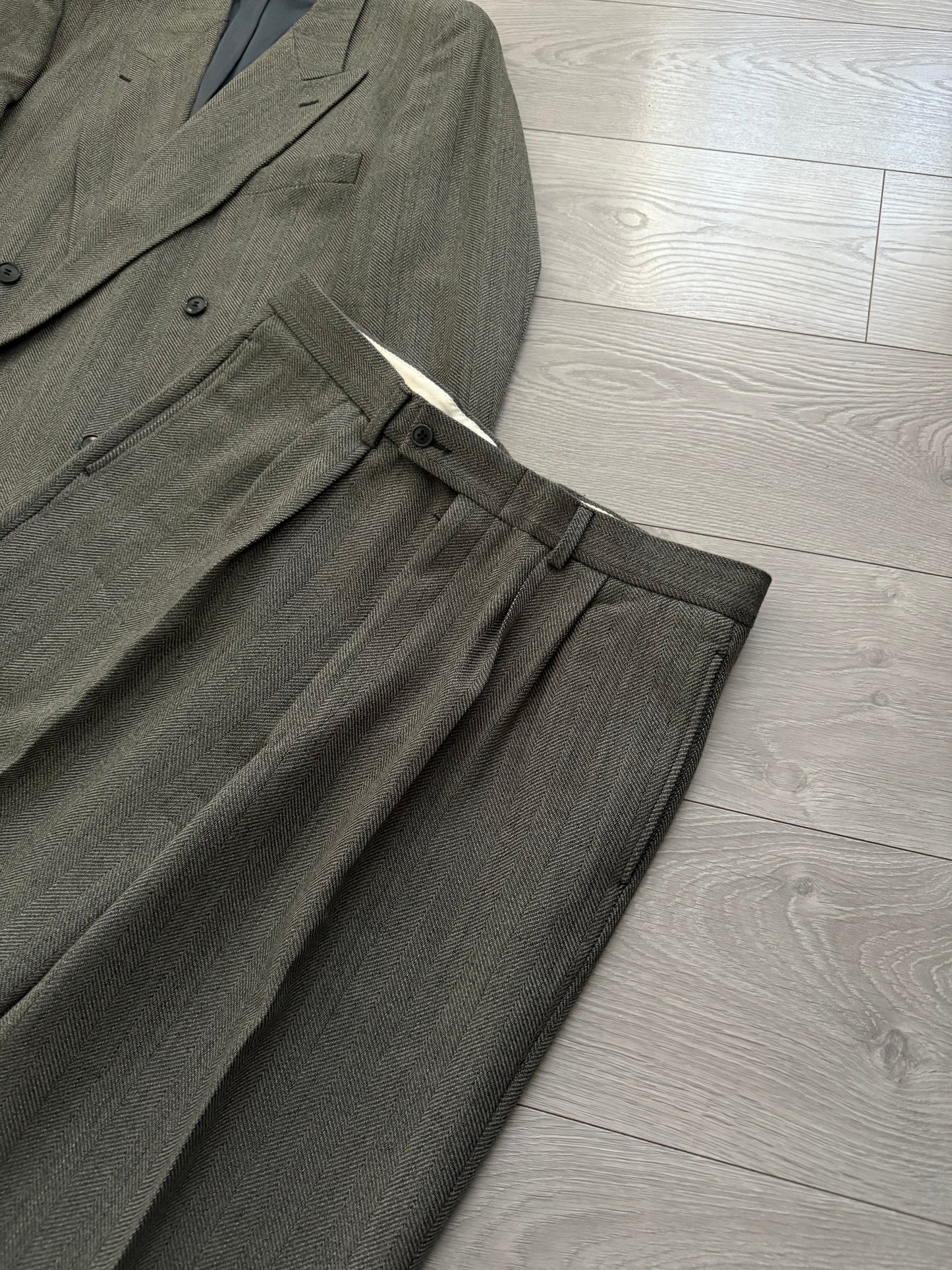 Emporio Armani 1990s Double-Breasted Pleated Wool Suit - Size M Jacket / 34" Waist