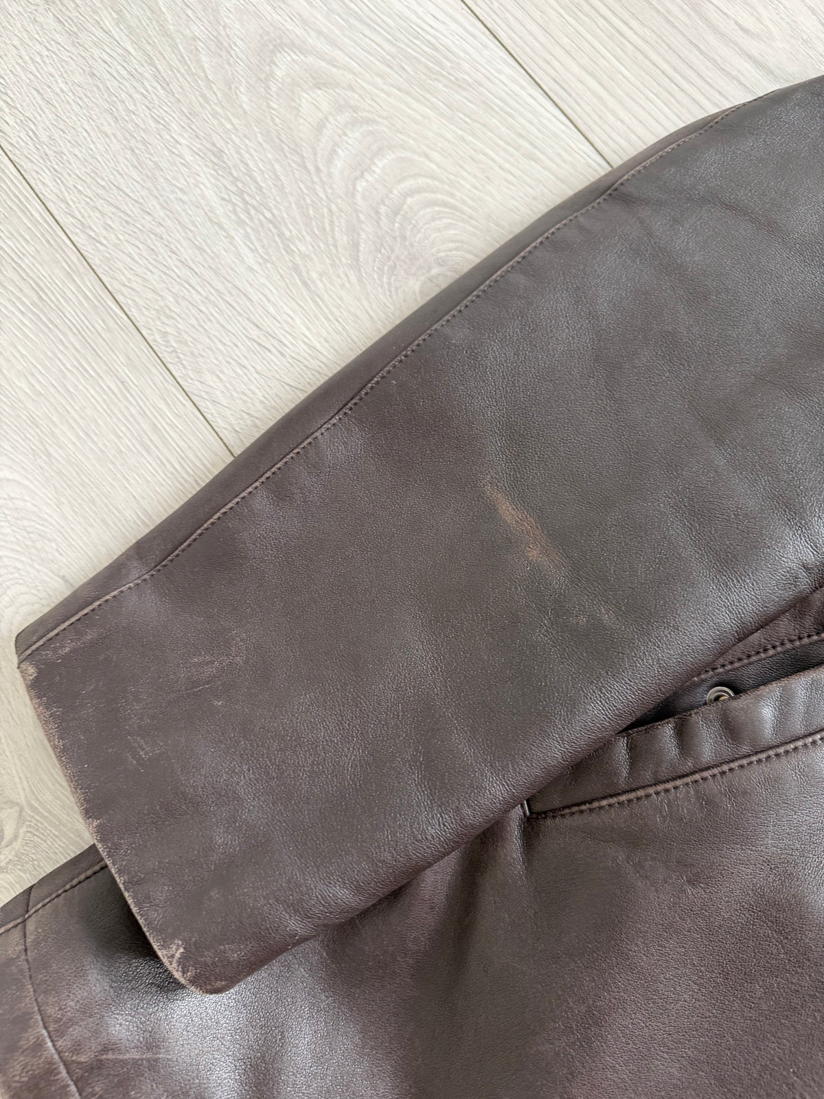 Emporio Armani 1990s Quilt Lined Brown Leather Jacket - Size XL