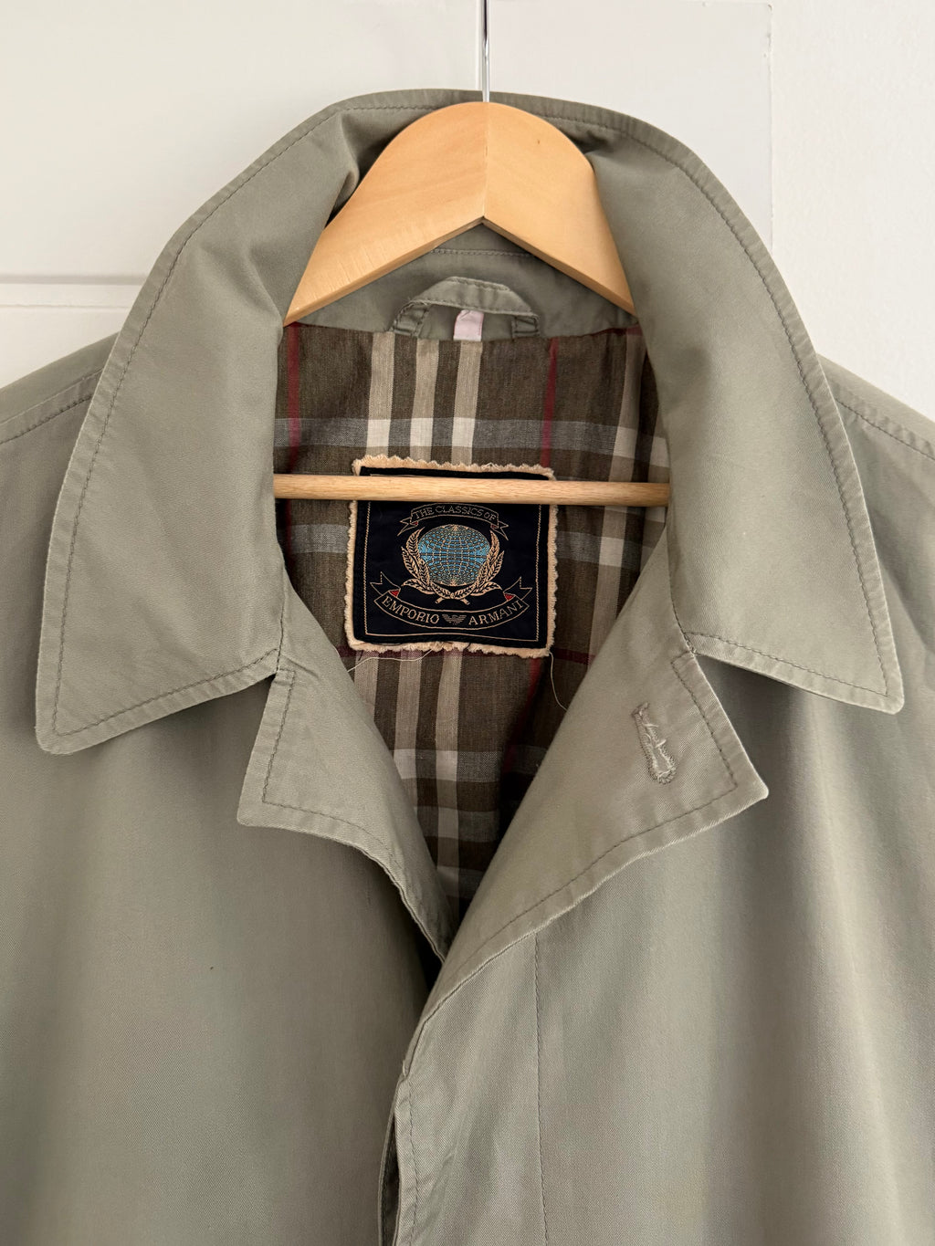 Emporio Armani 1980s Cotton Rain Overcoat - Size L