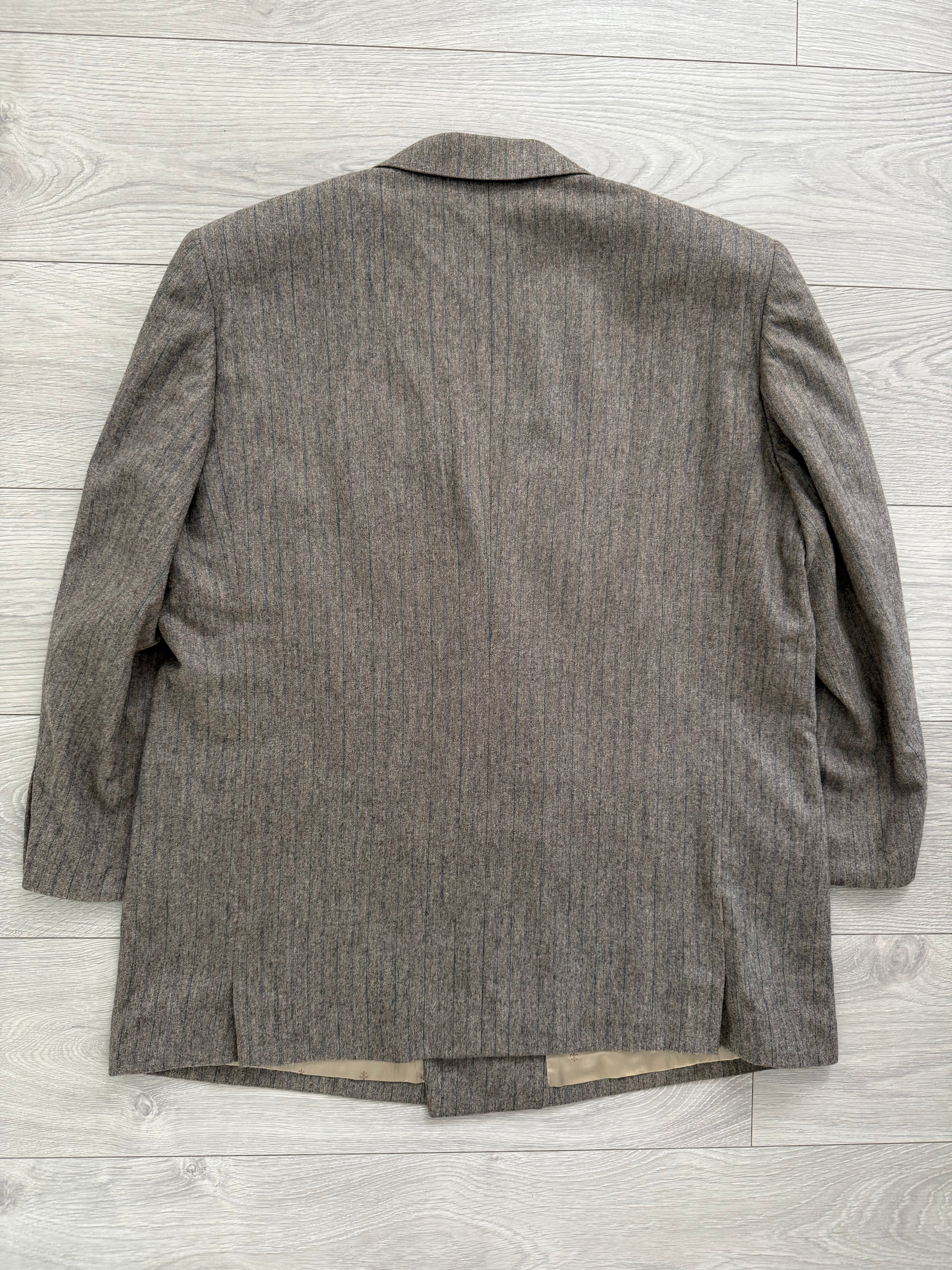 Valentino 1980s Peaked Lapel Double Breasted Pleated Wool Suit - Size XL Jacket / 40" Waist