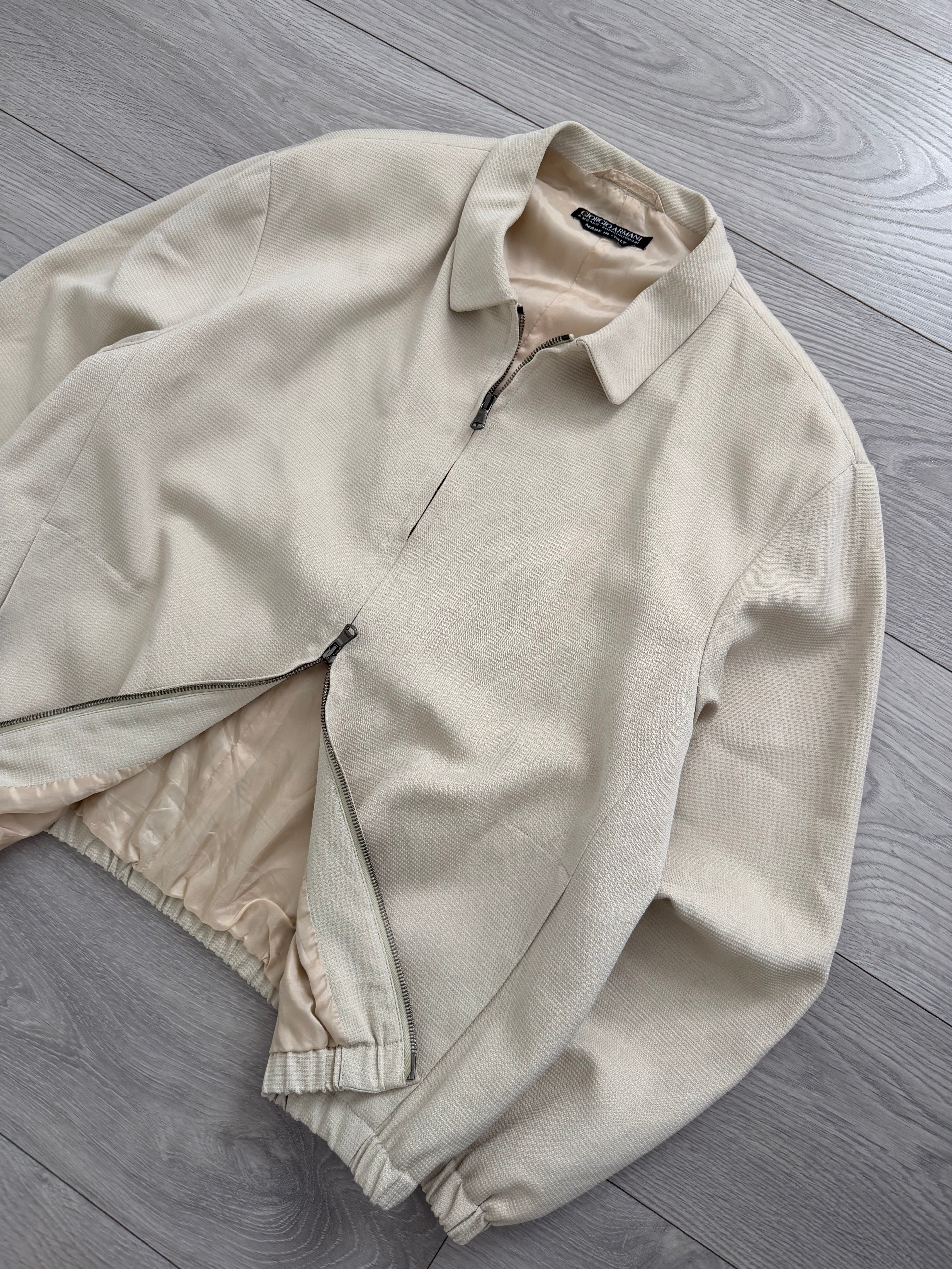 Giorgio Armani 1990s Black Label Cream Harrington Jacket - Size M