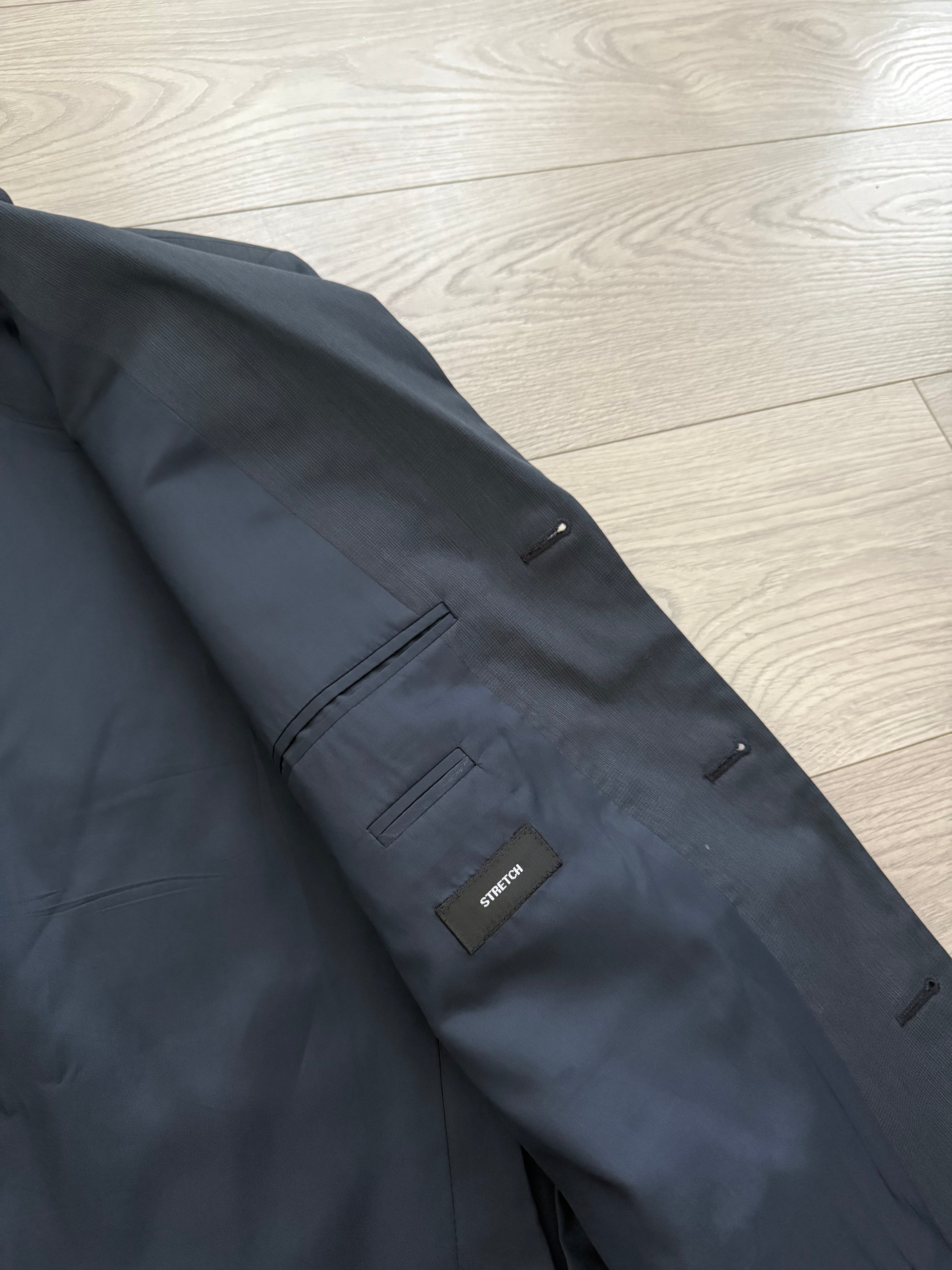 Hugo Boss 1980s 3B Gunmetal Blue Pleated Wool Suit - Size L Jacket / 34" Waist