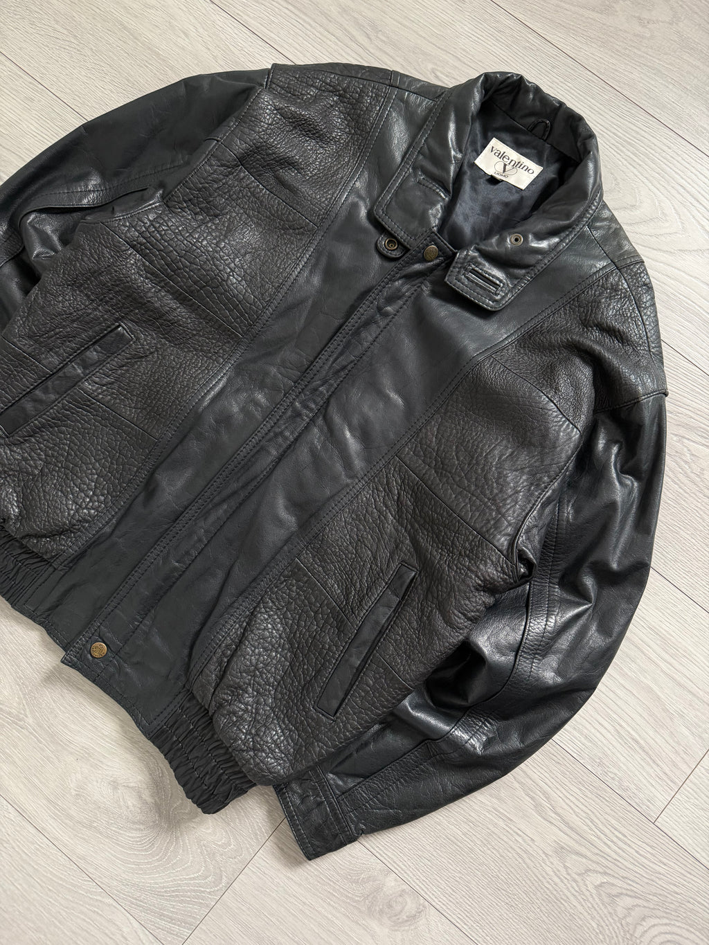 Valentino 1980s Panelled Leather Bomber Jacket - Size M