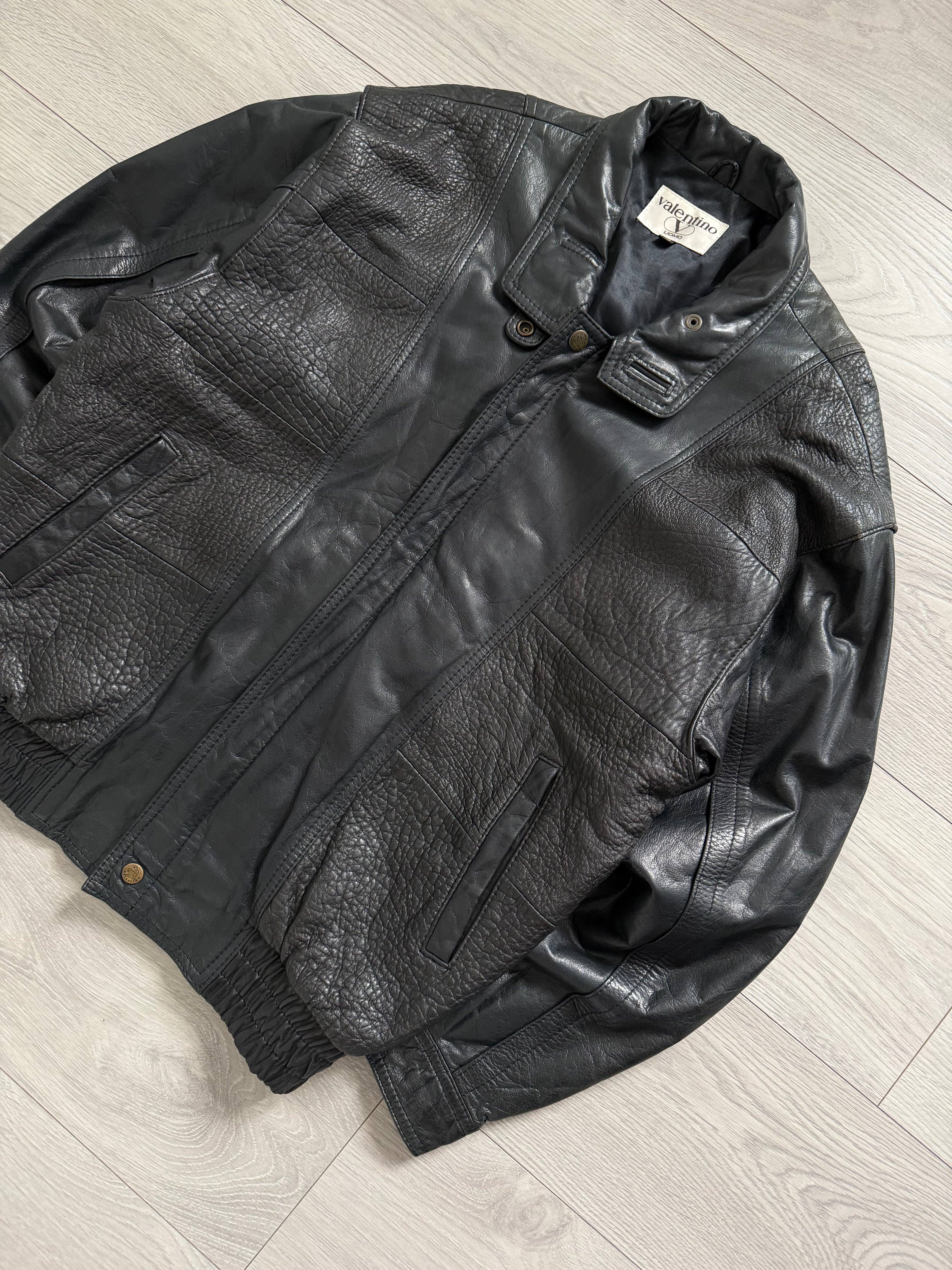 Valentino 1980s Panelled Leather Bomber Jacket - Size M