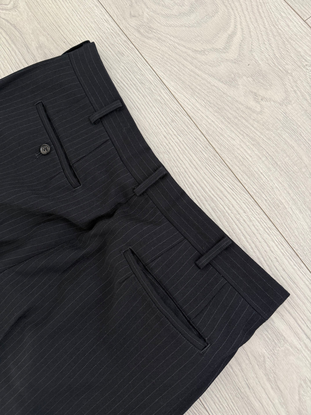 Comme Des Garcons Homme Deux 1998 Double-Pleat High Waisted Wool Silk Pinstriped Pants - Size 34" Waist
