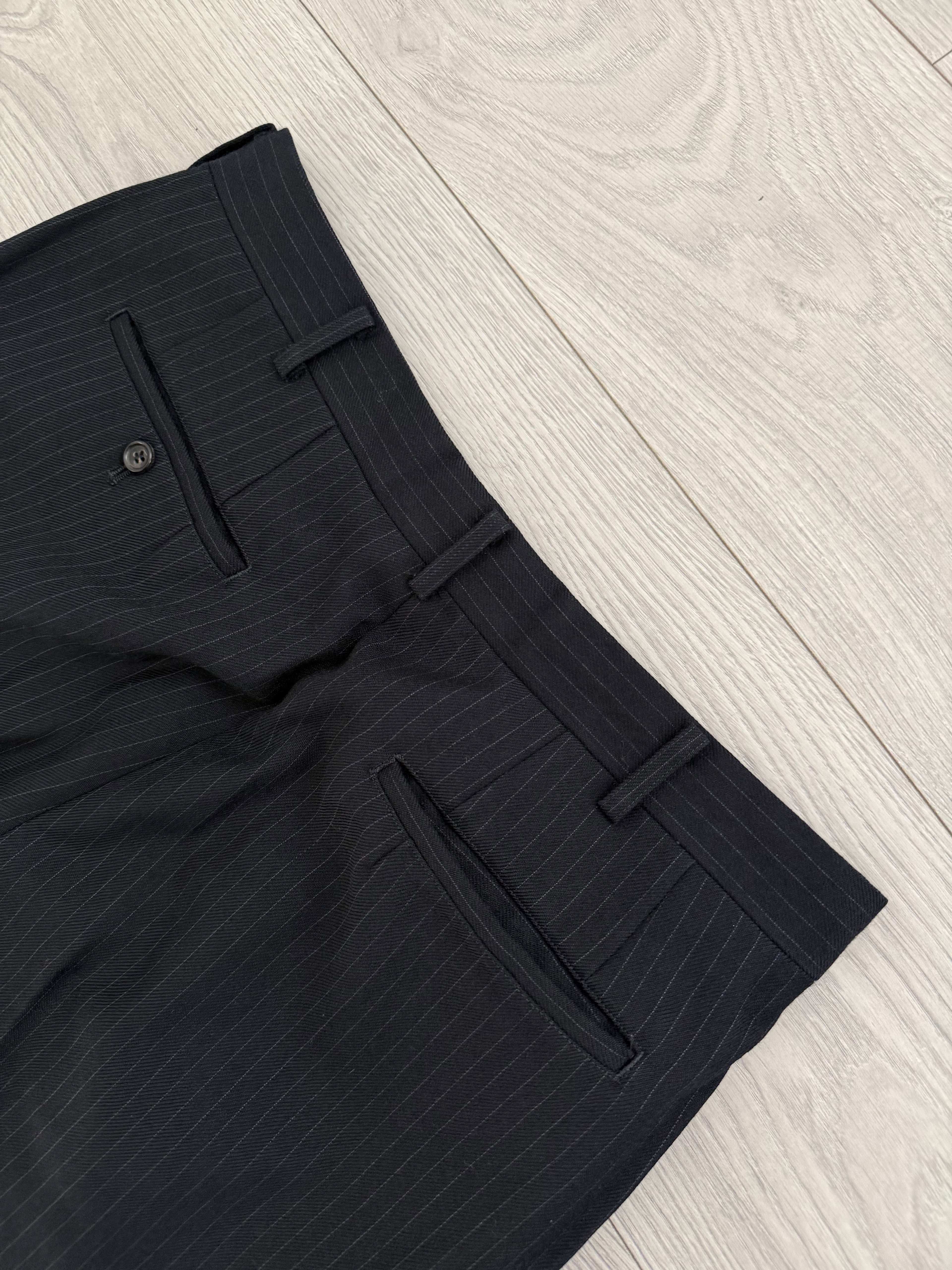 Comme Des Garcons Homme Deux 1998 Double-Pleat High Waisted Wool Silk Pinstriped Pants - Size 34" Waist