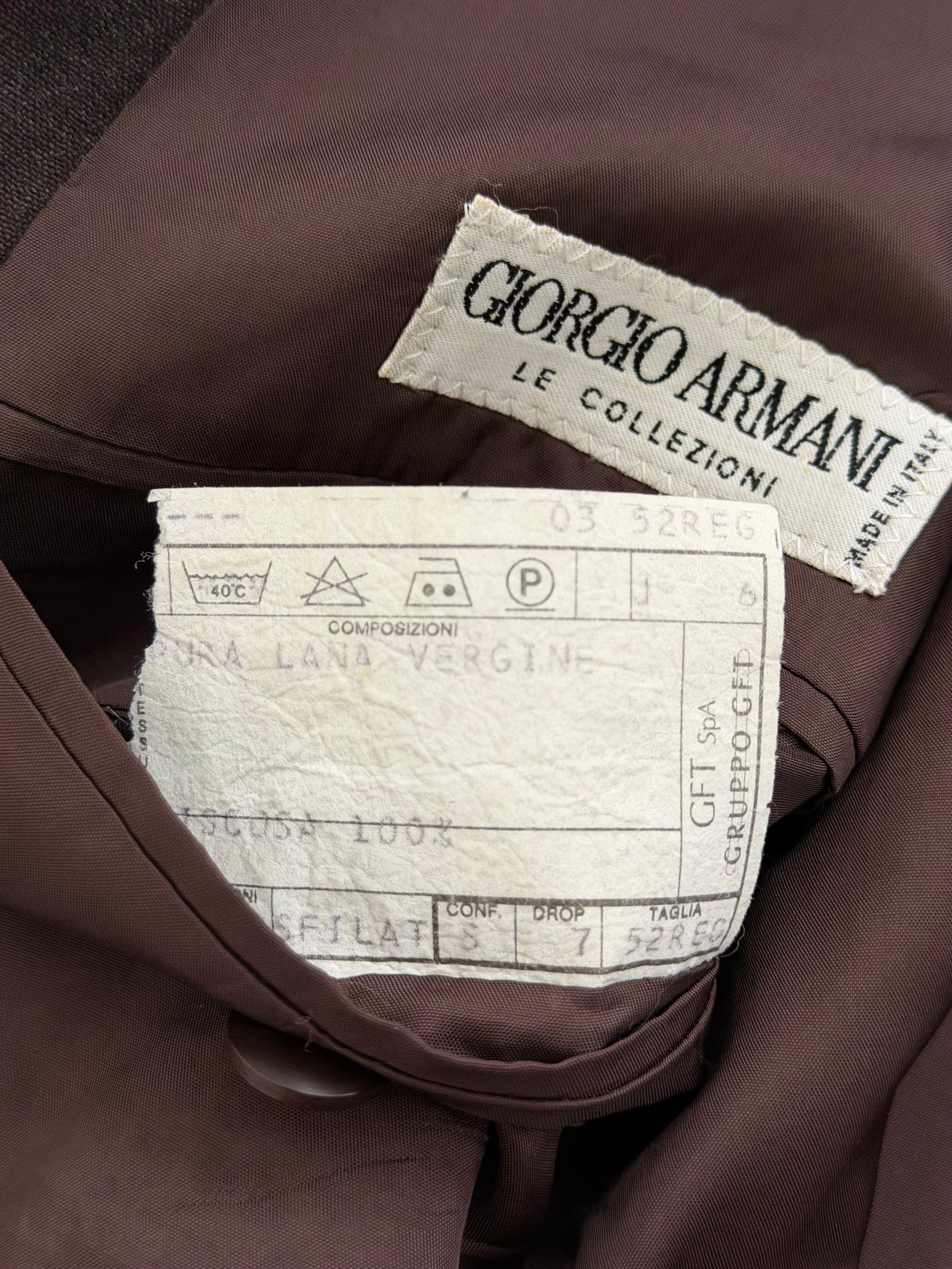 Giorgio Armani 1980s 3B Brown Double-Pleated Wool Suit - Size XL Jacket / 32" Waist
