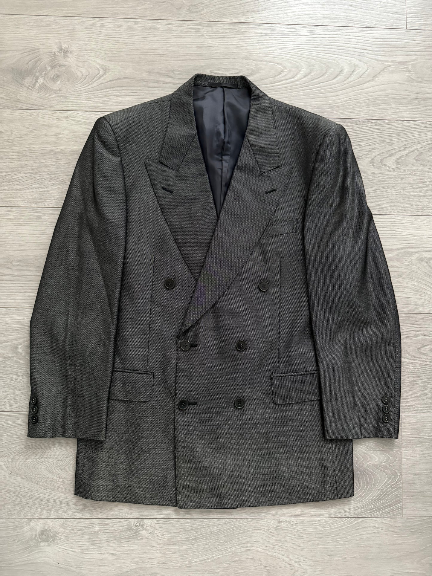 Yves Saint Laurent 1990s Double-Breasted Pleated Wool Suit - Size S Jacket / 30" Waist