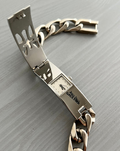 Jean Paul Gaultier 00s Stainless Steel Cross Watch Bracelet