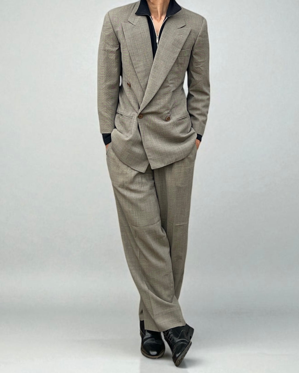 Giorgio Armani 1990s Double-Breasted Pleated Relaxed Suit - Size S Jacket / 28" Waist
