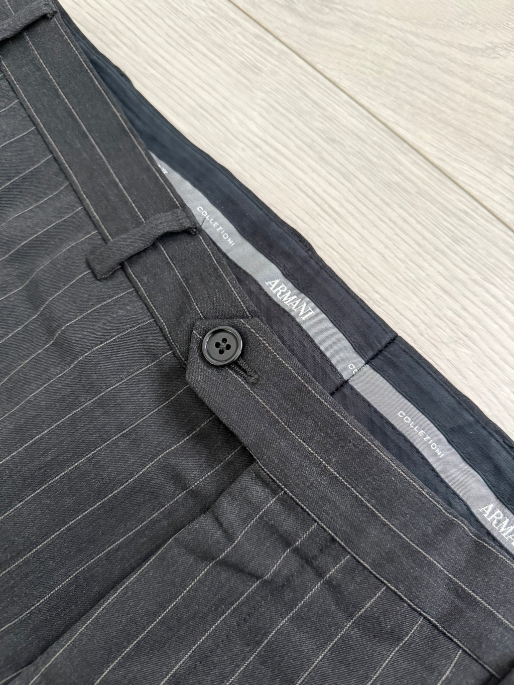 Armani 1990s 2B Charcoal Grey Striped Wool Suit - Size XXL Jacket / 38" Waist