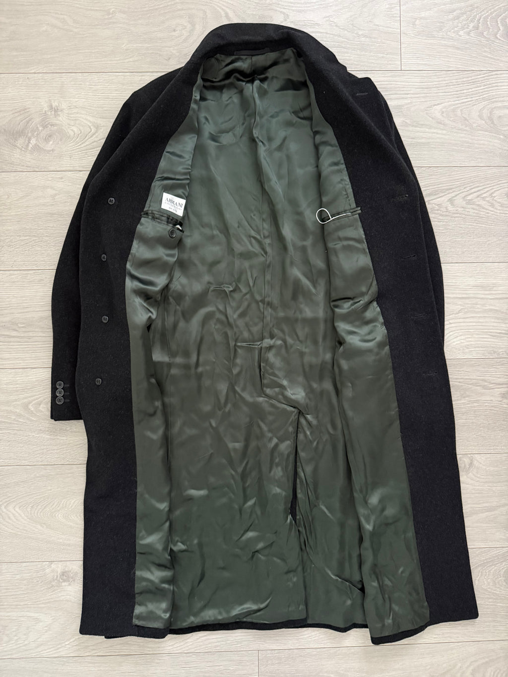 Armani 1990s Charcoal Grey Wool Over Coat - Size M