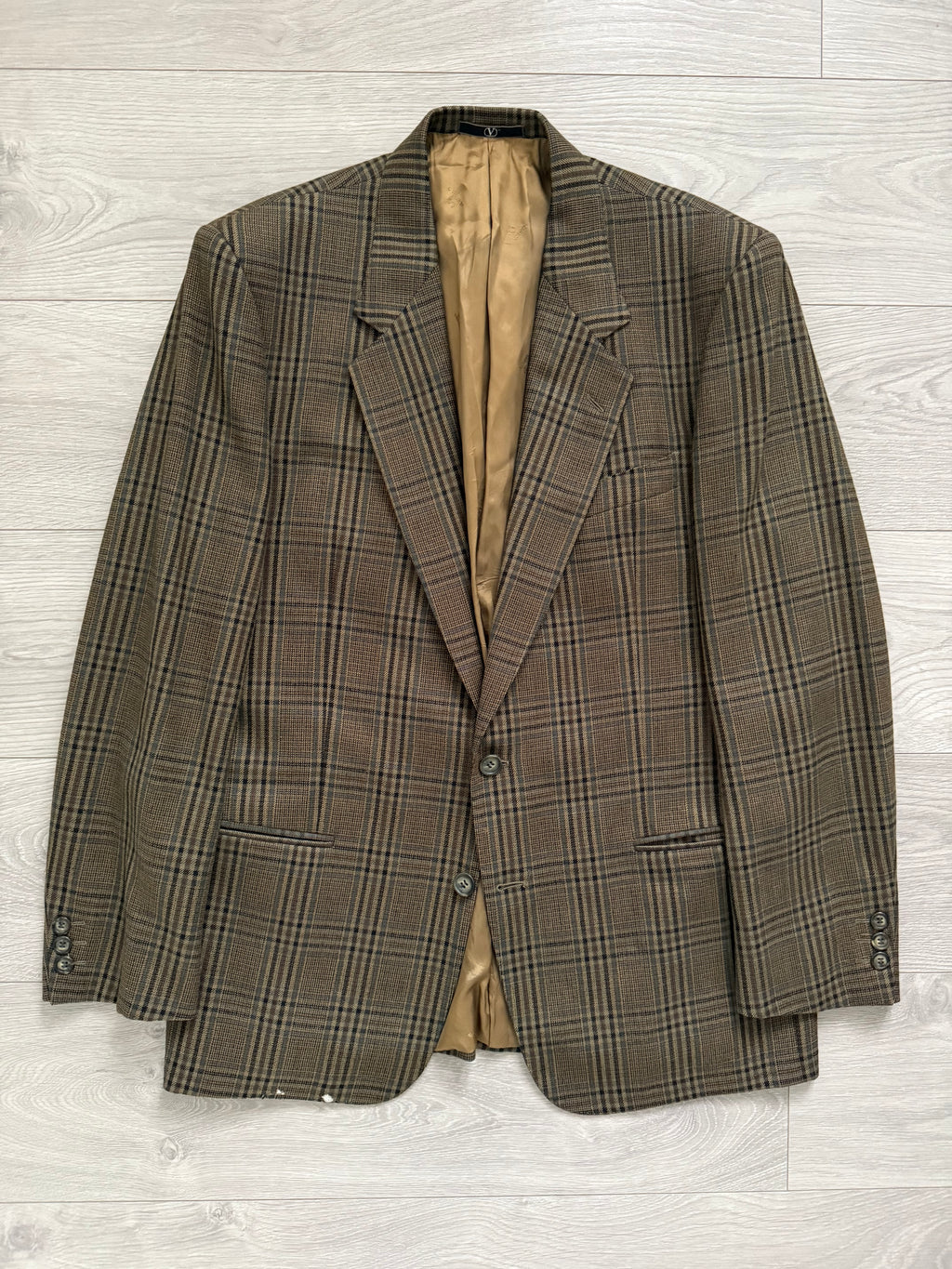Valentino 1980s Wool Check Sports Blazer Jacket - Size L