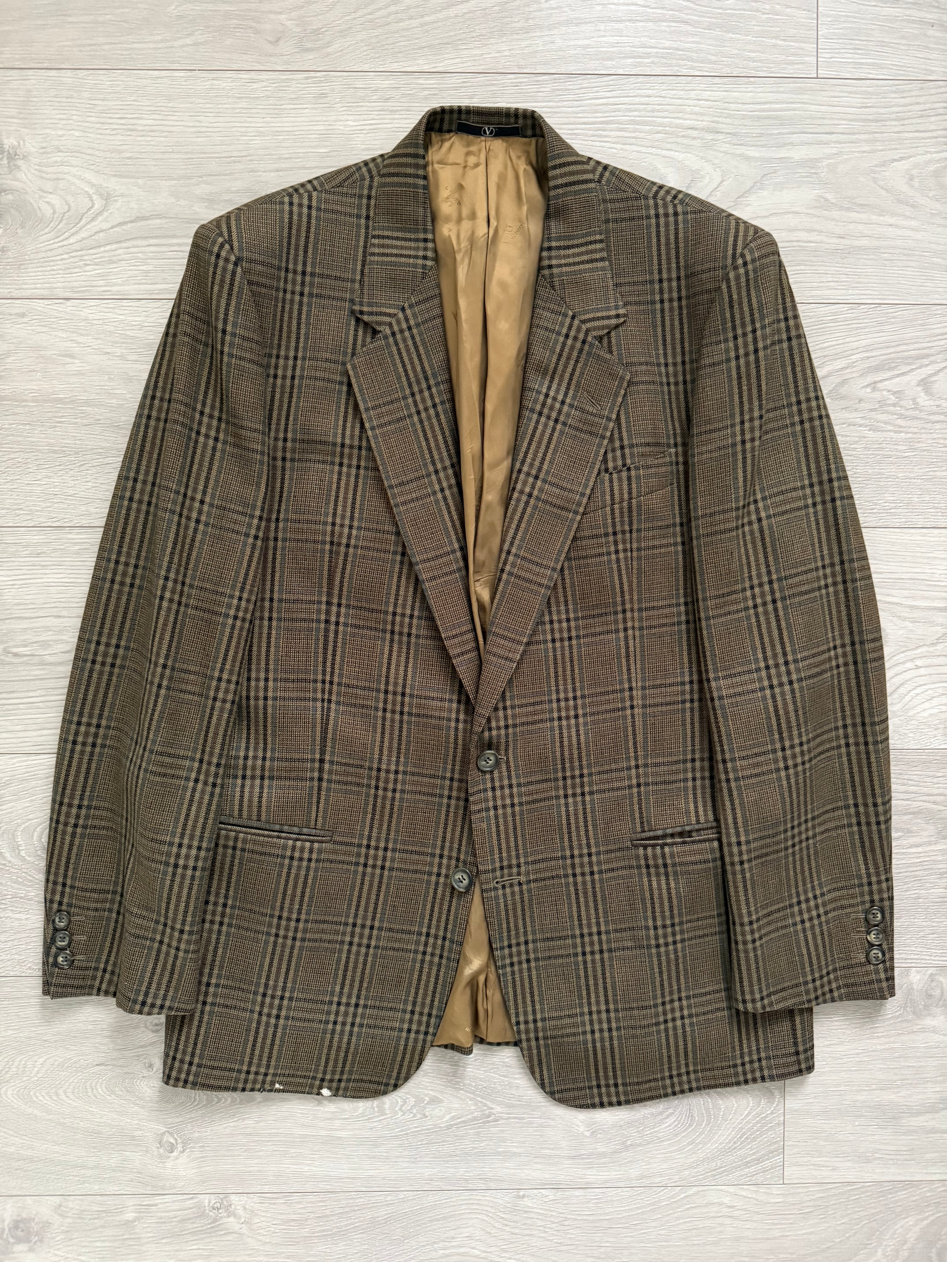 Valentino 1980s Wool Check Sports Blazer Jacket - Size L